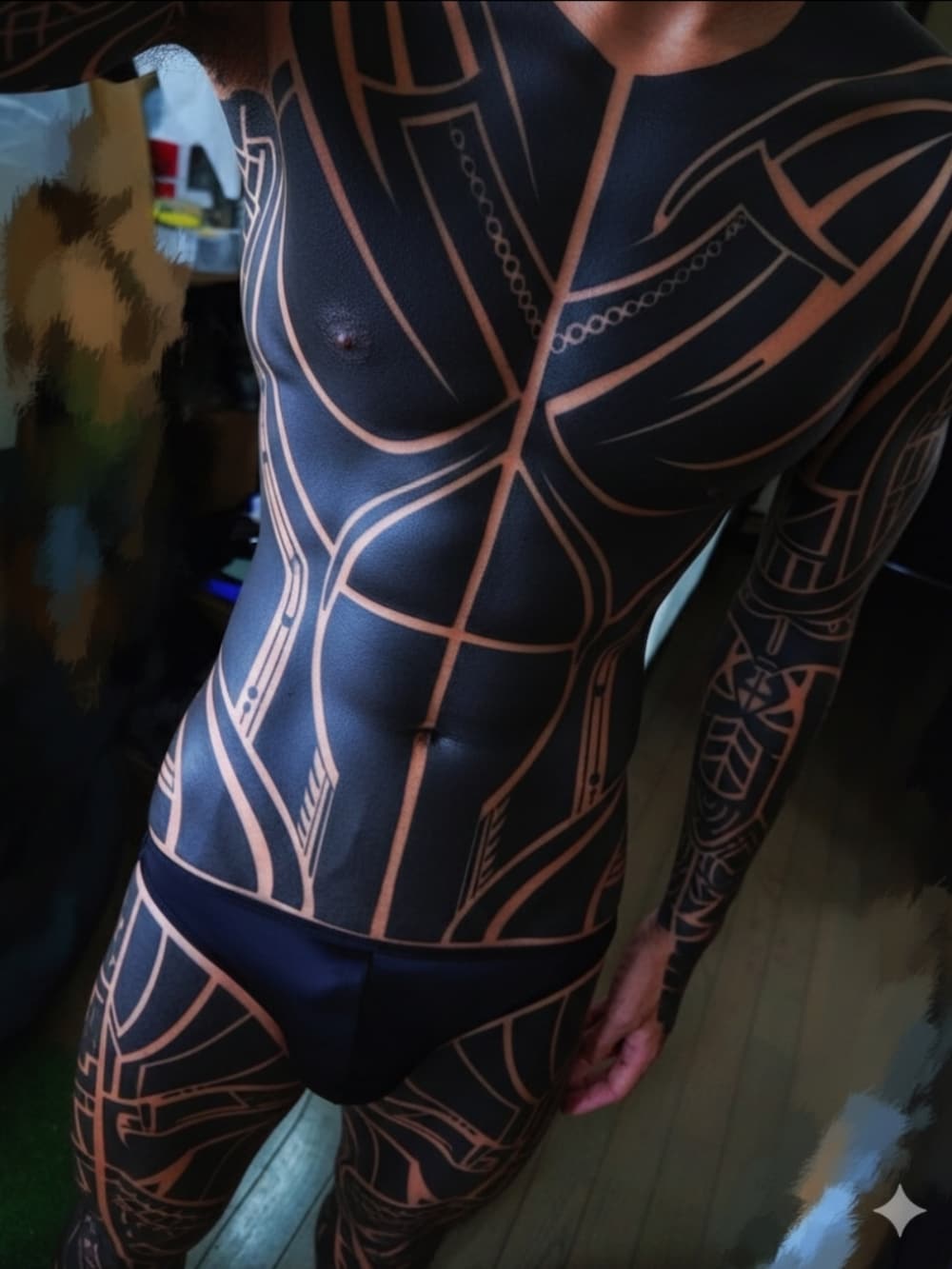 ブラック系のキャップ、シルバー系のピアス（片耳用）、シルバー系のネックレスを着用したメンズの冬コーディネートの5枚目の写真