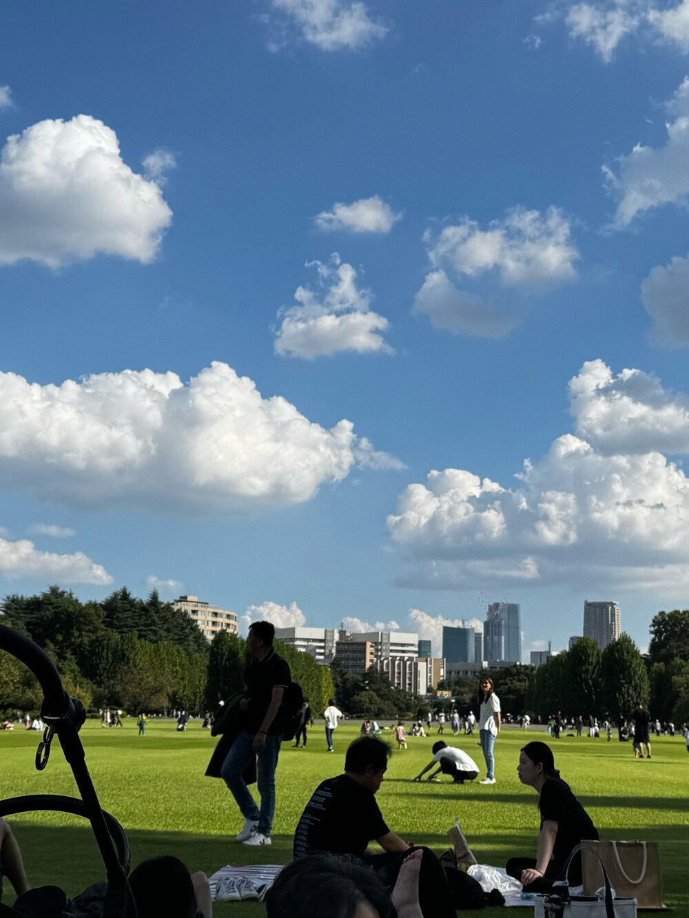 ブラウン系のTシャツ/カットソー、ホワイト系のスカート、ブラック系のスニーカーを着用したレディースの秋コーディネートの2枚目の写真