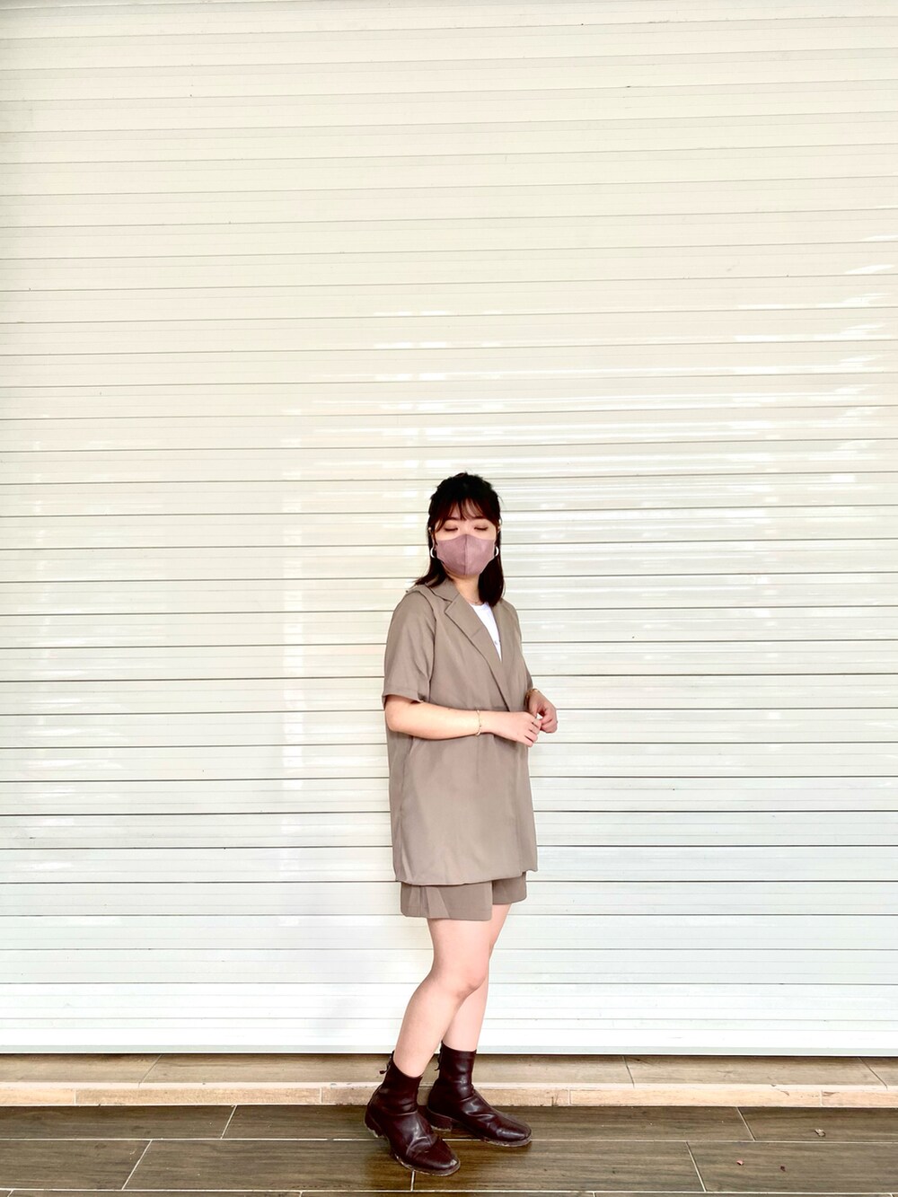「no brandのアイテム（トップス、ブラウン系）」を使った、RAIさん（レディース・150cm）の春コーディネートの2枚目の写真