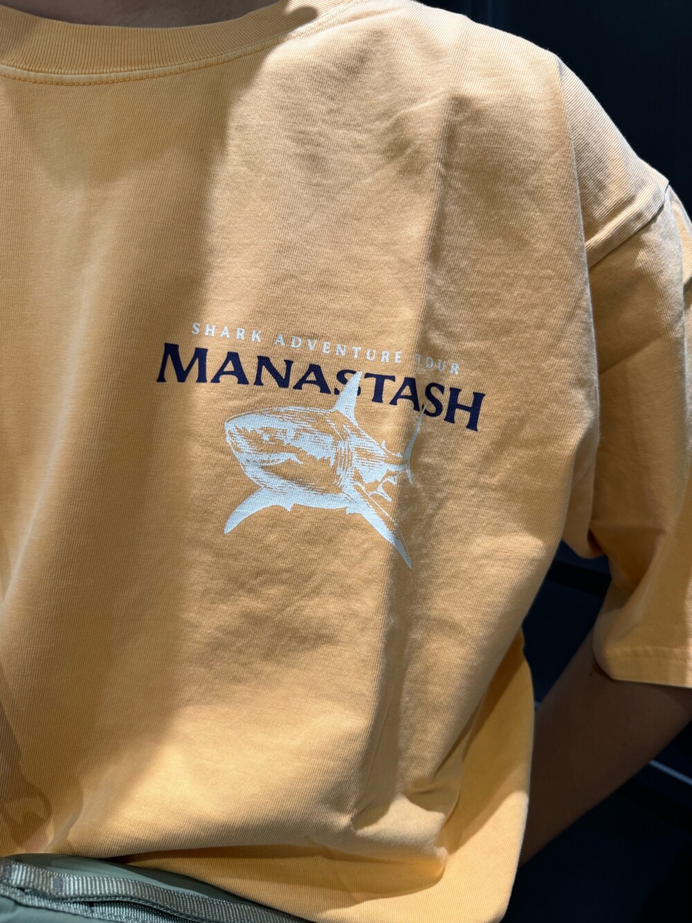 オレンジ系のTシャツ/カットソーを着用したメンズの夏コーディネートの3枚目の写真