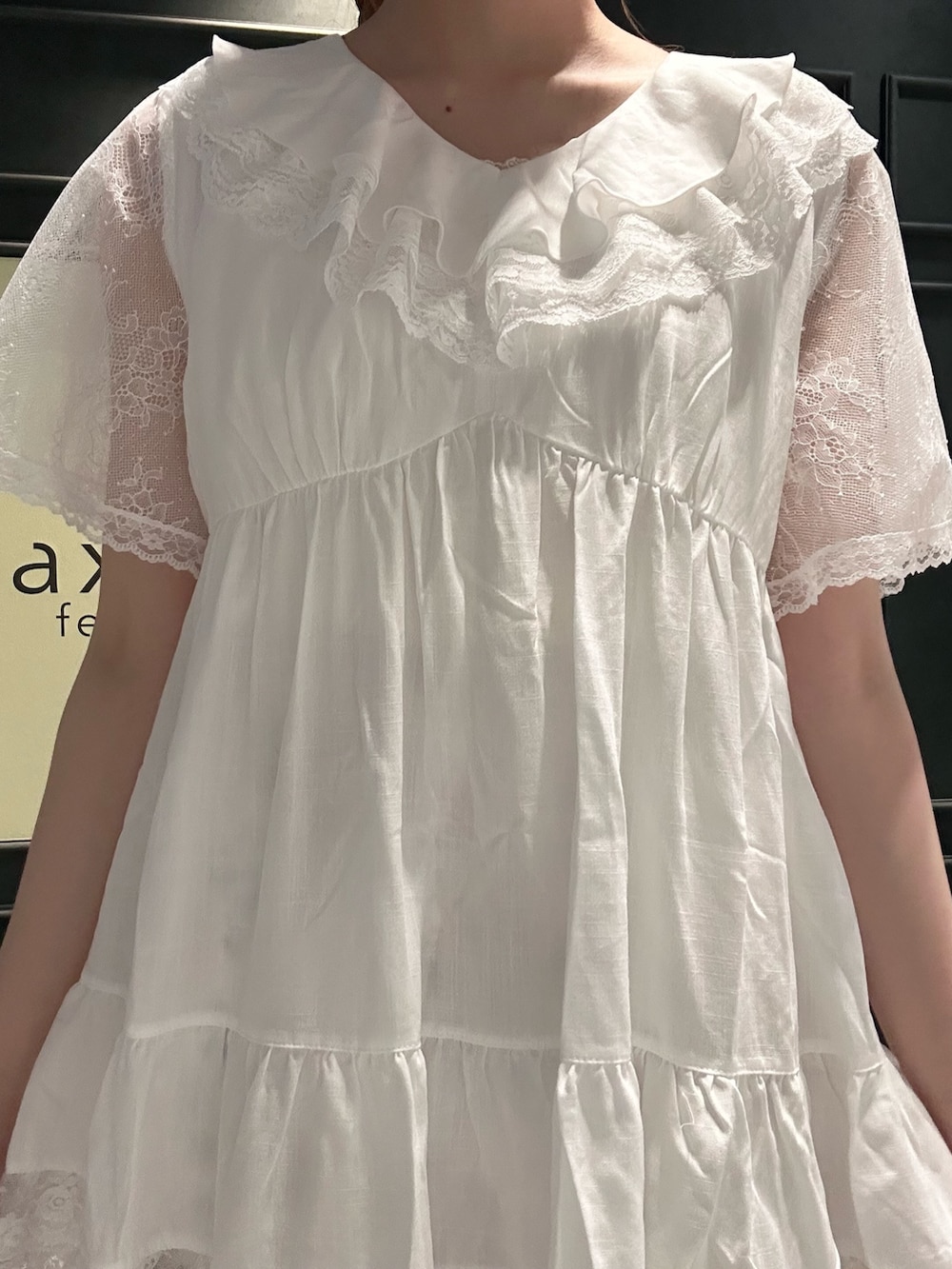 「サンダル、ひまわり、ひまわり畑、花柄、花柄スカート、夏、夏コーデ、シアー」|「axes femmeのひまわり柄ロングスカート(スカート、ホワイト系)」を使った、まみ 🎀さん(骨格ナチュラル・レディース・167cm)の夏コーディネートの7枚目の写真