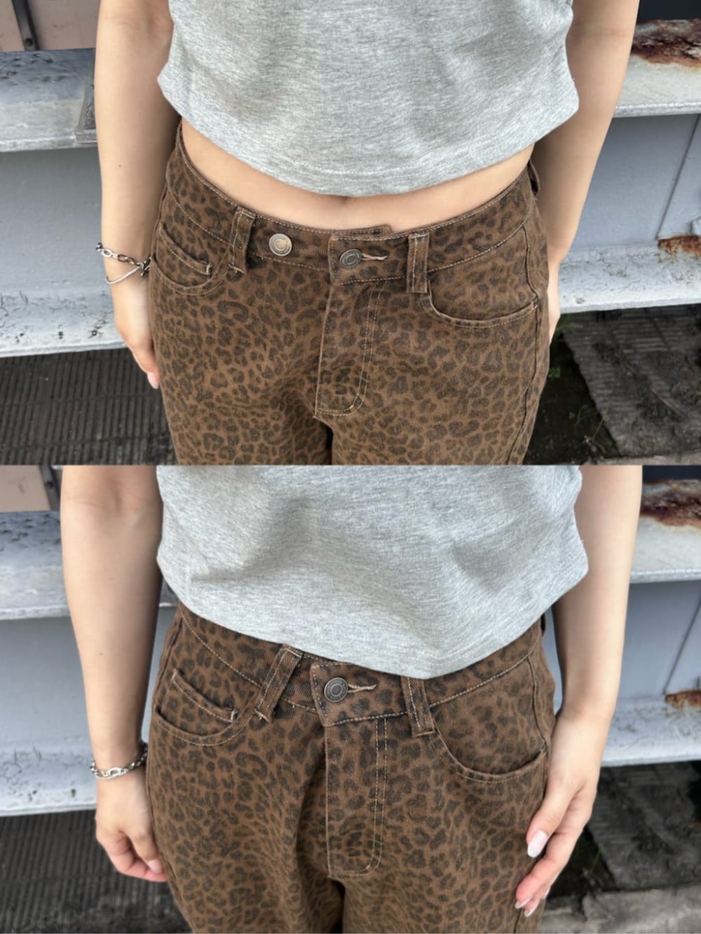 ブラック系のその他シューズ、ブラウン系のデニムパンツ、グレー系のTシャツ/カットソーを着用したレディースの夏コーディネートの3枚目の写真
