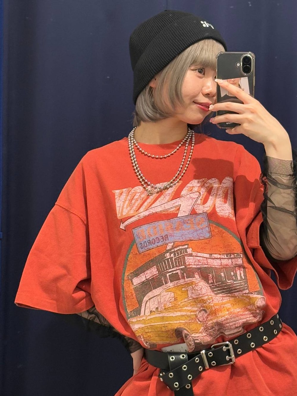 「ガーリー、個性派、モード、メンズライク、Tシャツ、ユニセックス、韓国系、PAGEBOY、ヴィンテージ、PBLIM」｜「PAGEBOYのアソートロングネックレス（ネックレス、シルバー系）」を使った、pisさん（レディース・157cm）の夏コーディネートの2枚目の写真