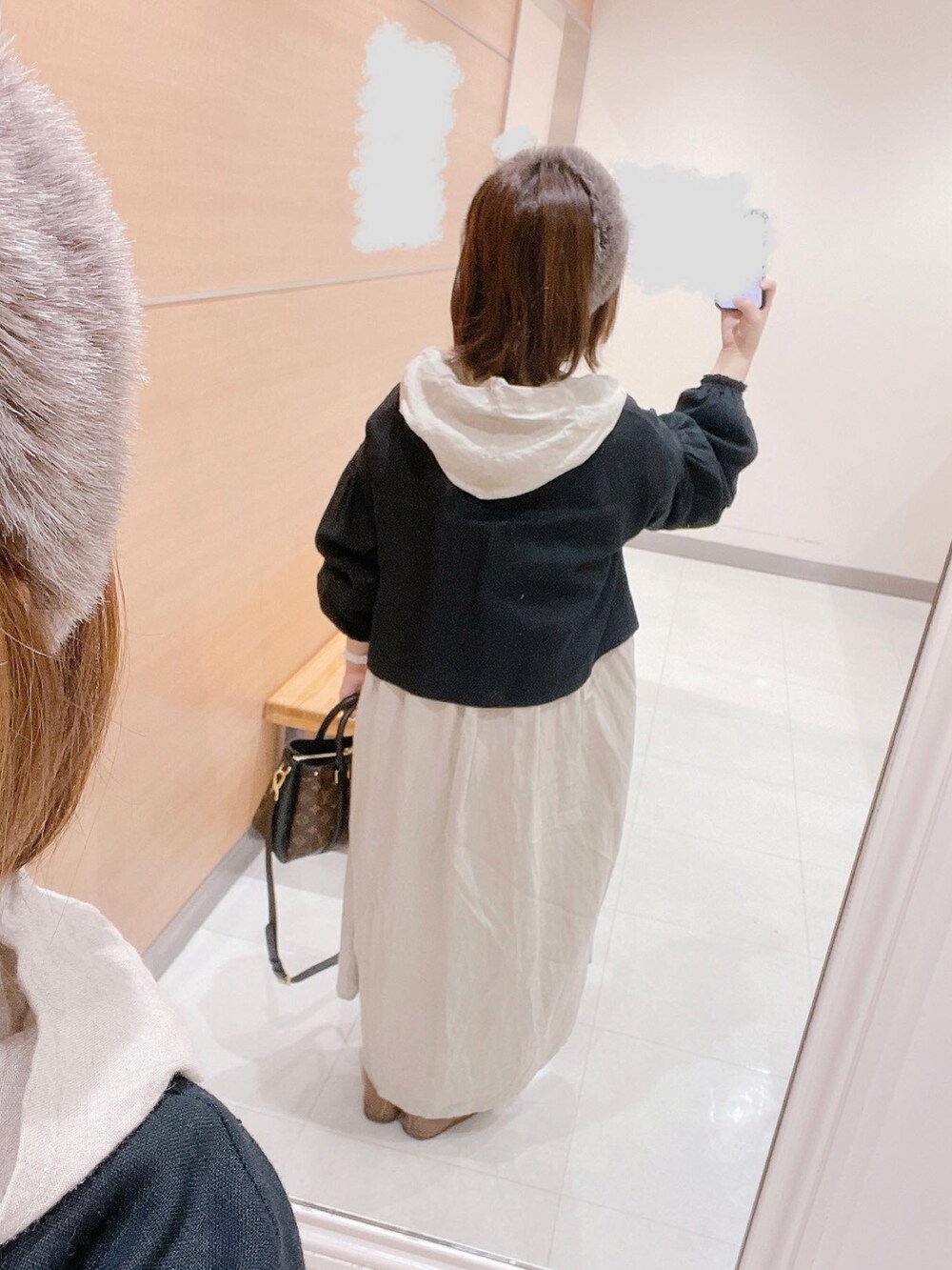 「サマンサ モスモス(Samansa Mos2)、Samansa Mos2、BEAMS BOY、LouisVuitton、ルイヴィトン、リネン、大人ガーリー、大人かわいい、ヘアバンド、ワンピース、ブラウス、koos、ナチュラル」｜「s＊mam +のアイテム（ワンピース、ベージュ系）」を使った、haru061623さん（レディース・154cm）の冬コーディネートの2枚目の写真