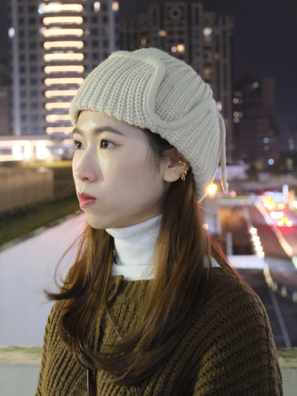 「レイヤードスタイル」｜「SMELLYのアイテム（ニットキャップ/ビーニー、ベージュ系）」を使った、Anita🍎さん（レディース・163cm）の冬コーディネートの2枚目の写真