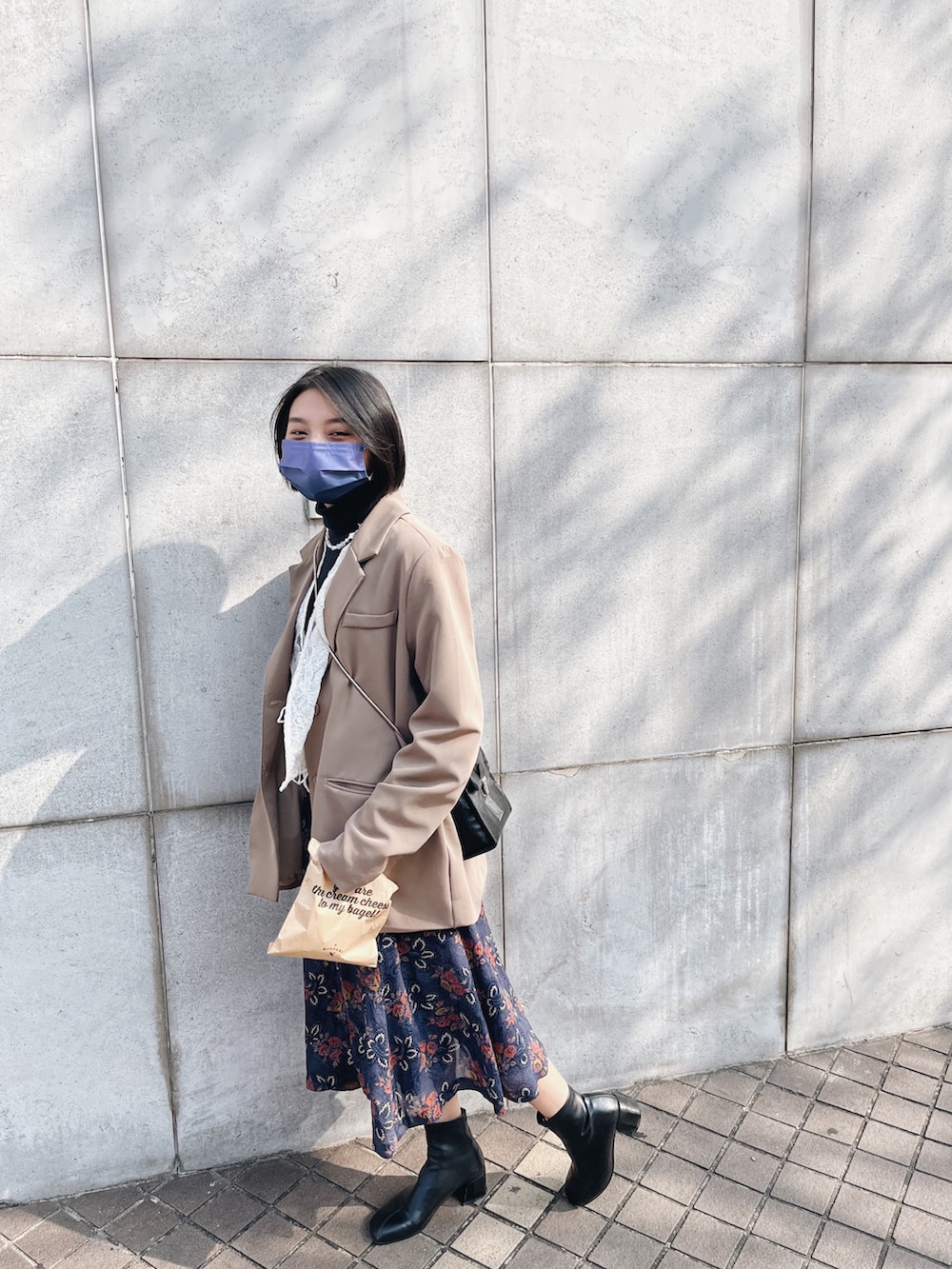 「古着MIX、ootd」｜「MEIER.Qのアイテム（テーラードジャケット、ブラウン系）」を使った、sakanayuyuさん（レディース・150cm）の冬コーディネートの2枚目の写真