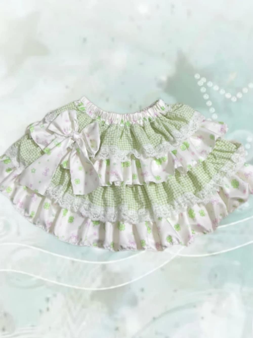 「ootd、夏、y2k、复古、韩系」｜「Handmadeのアイテム（スカート、グリーン系）」を使った、TOFFEEさん（レディース・160cm）の夏コーディネートの2枚目の写真