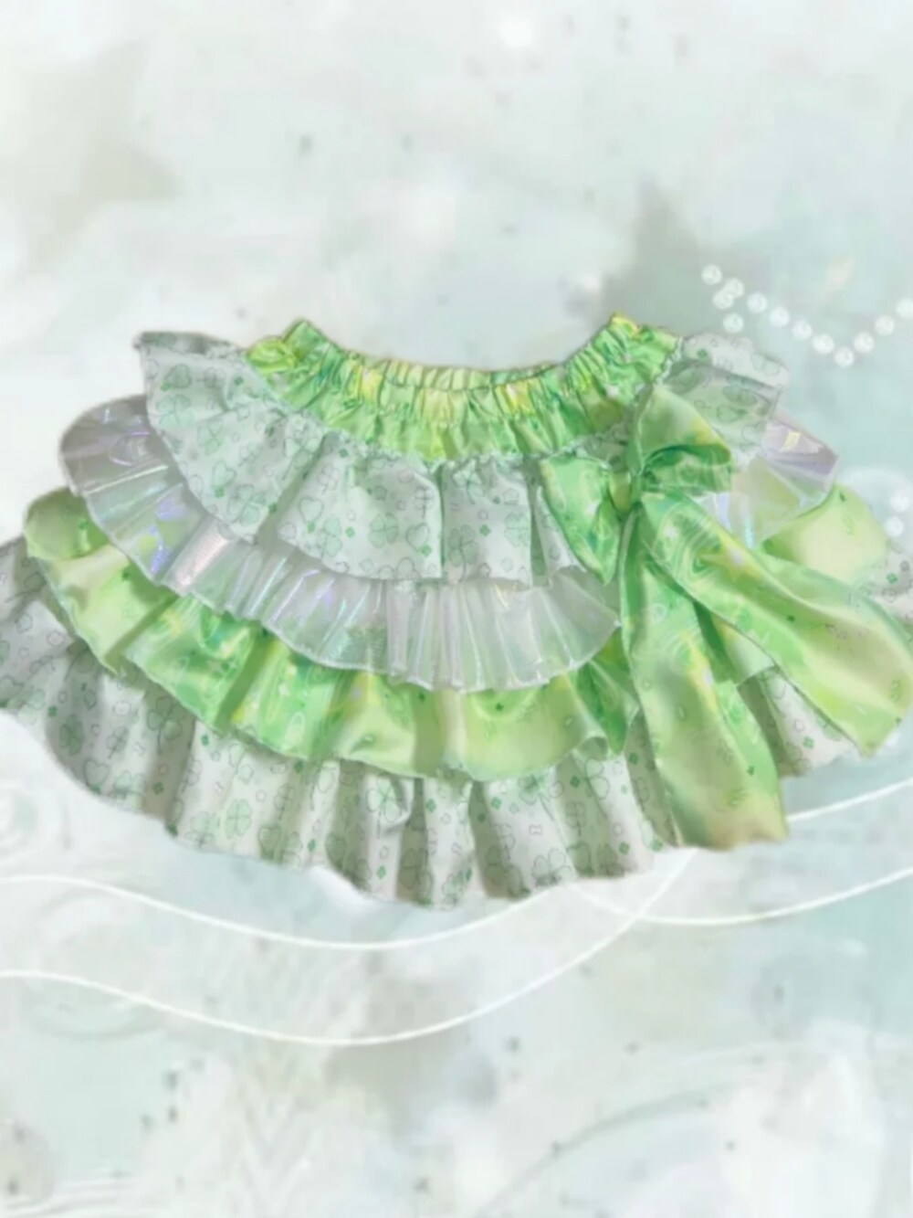 「ootd、夏、y2k、复古、韩系」｜「Handmadeのアイテム（スカート、グリーン系）」を使った、TOFFEEさん（レディース・160cm）の夏コーディネートの3枚目の写真