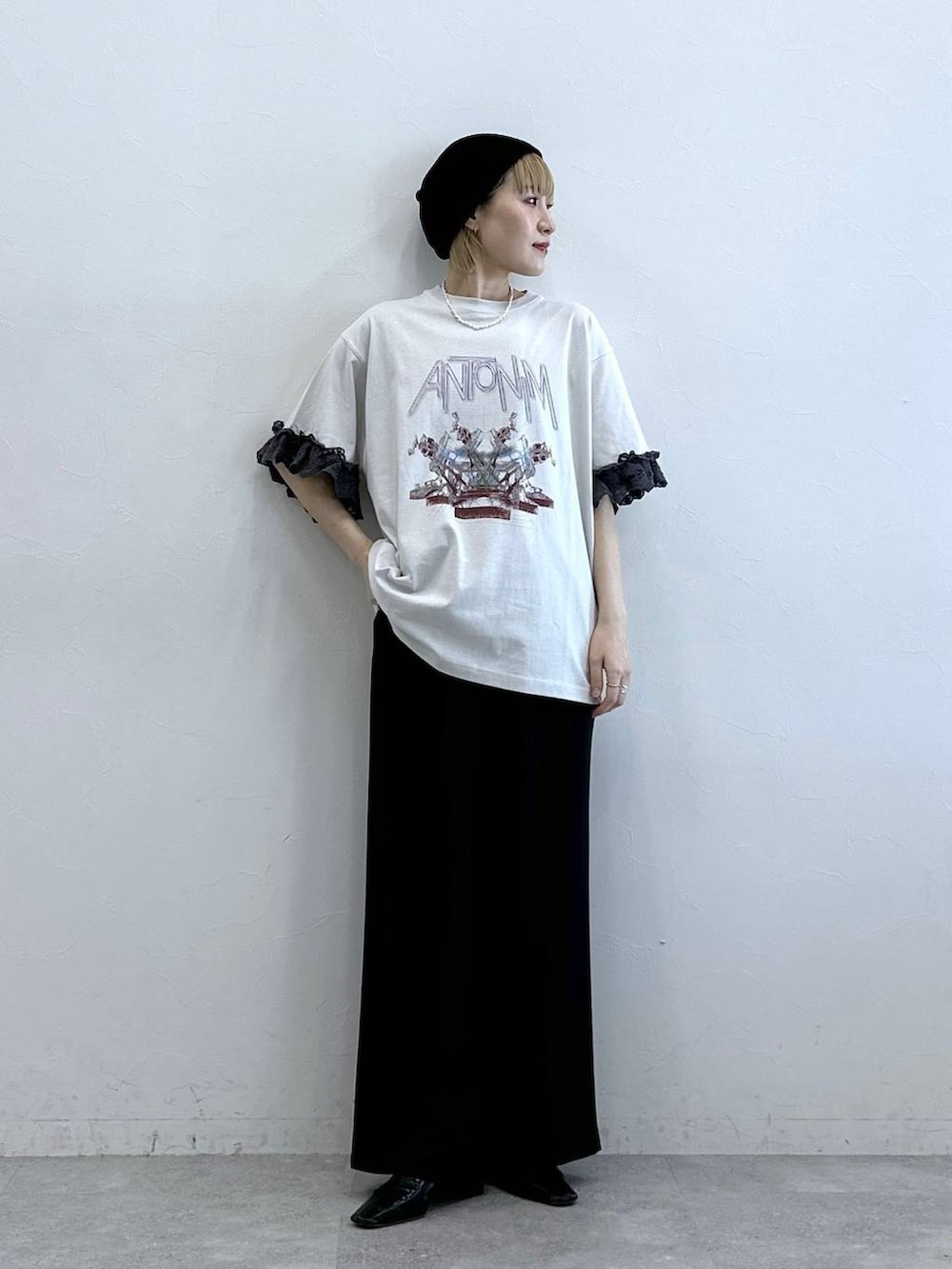 「RAGEBLUEのアソートカラービーニー（ニットキャップ/ビーニー、ブラック系）」を使った、たけおさん（レディース・157cm）の夏コーディネートの2枚目の写真
