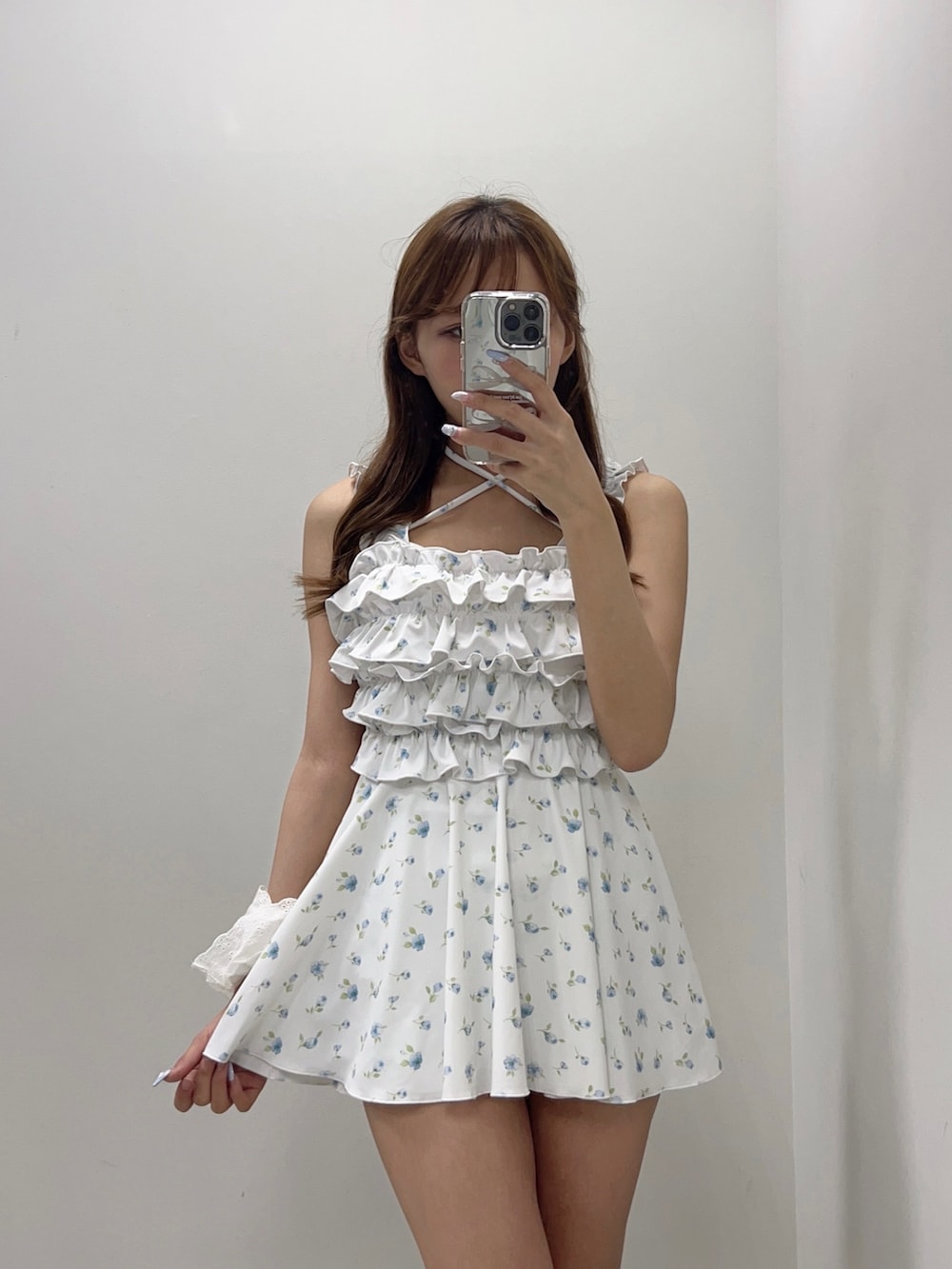 「セットアップ、最近のいい感じコーデ、プチプラ、韓国ファッション、水着、swimwear、夏、夏コーデ、オリーブ デ オリーブ(OLIVE des OLIVE)、低身長、骨格ストレート、アウトドアスタイル、スポーツミックス、サンダル、夏ファッション」｜「OLIVE des OLIVEのフリルキャミswim wear（水着、その他）」を使った、Mitsukiさん（骨格ストレート・レディース・153cm）の春コーディネートの2枚目の写真