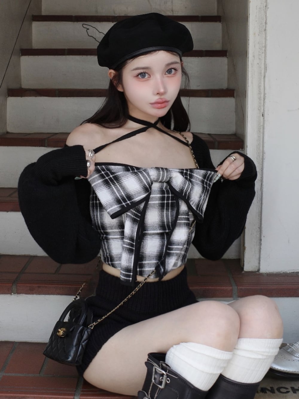 Darich ビッグリボンアンサンブル 黒 美品 トップス 着回し◎ ダーリッチ Darich ビッグリボンアンサンブル （ブラック