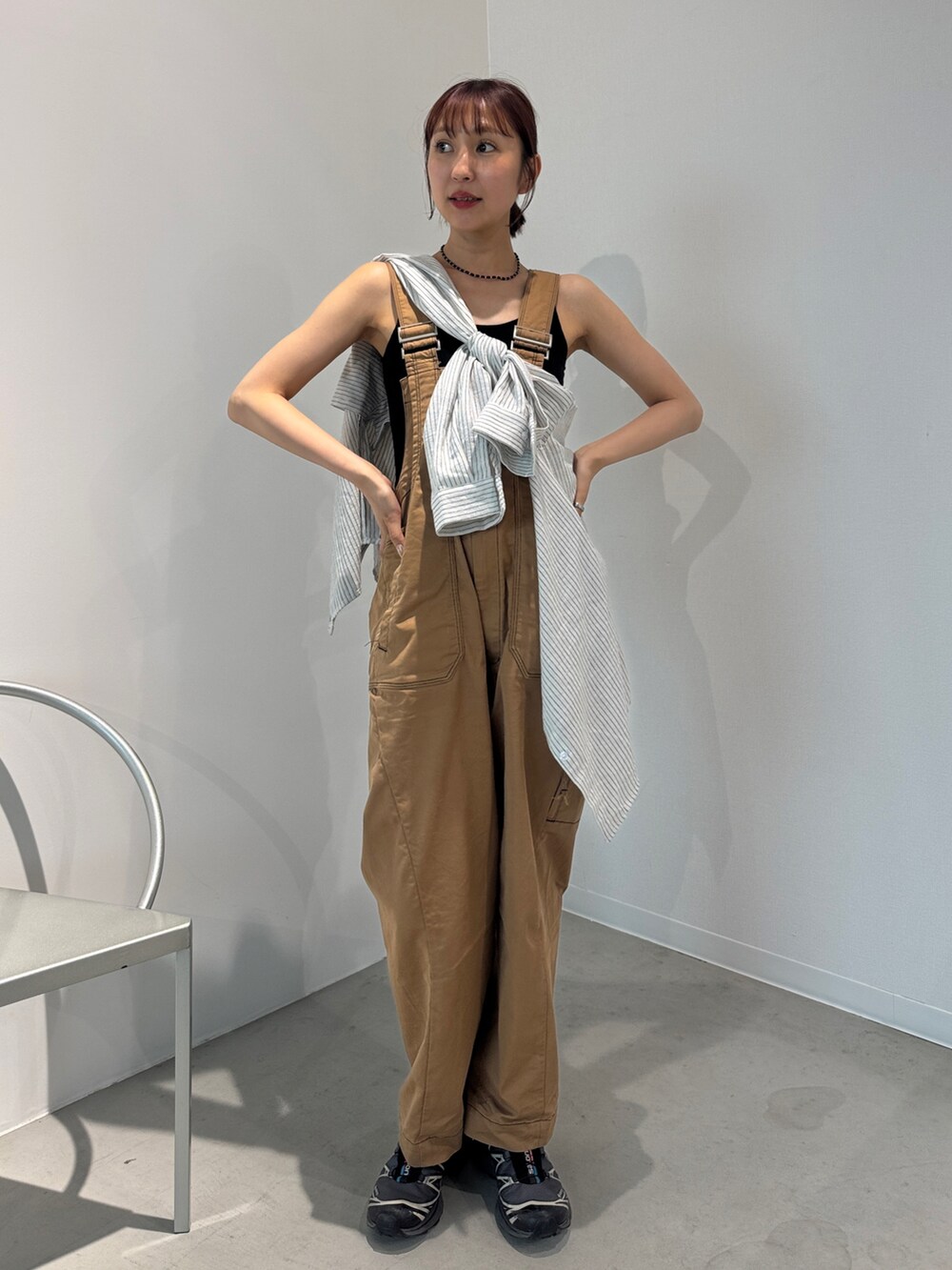 フロントジップコットンサロペットを使った人気ファッション
