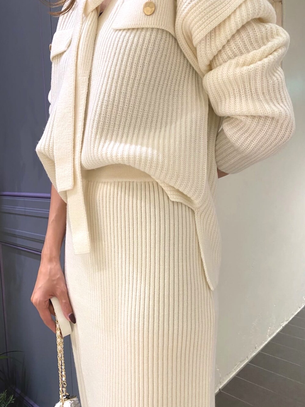 ピンキー＆ダイアン キルティングニットジャケット ホワイト