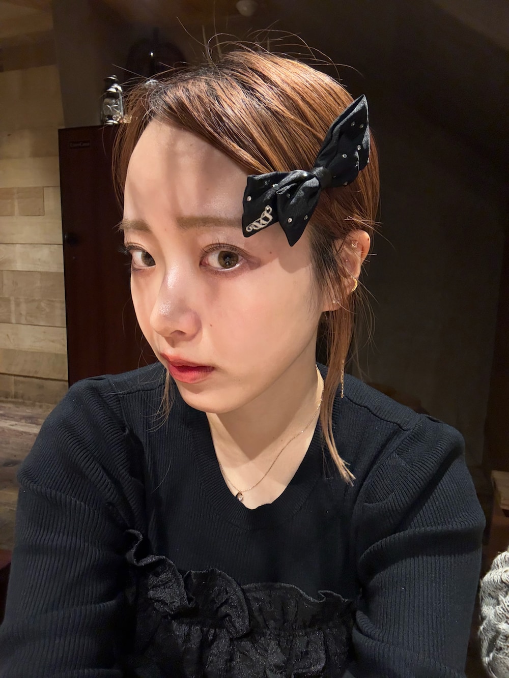 「チョコ色に染まれ、春服コーデ、春服、オトナカジュアル、きれいめコーデ」｜「dodamのアイテム（トップス、ブラック系）」を使った、うざみちゃん🦈さん（レディース・158cm）の冬コーディネートの2枚目の写真