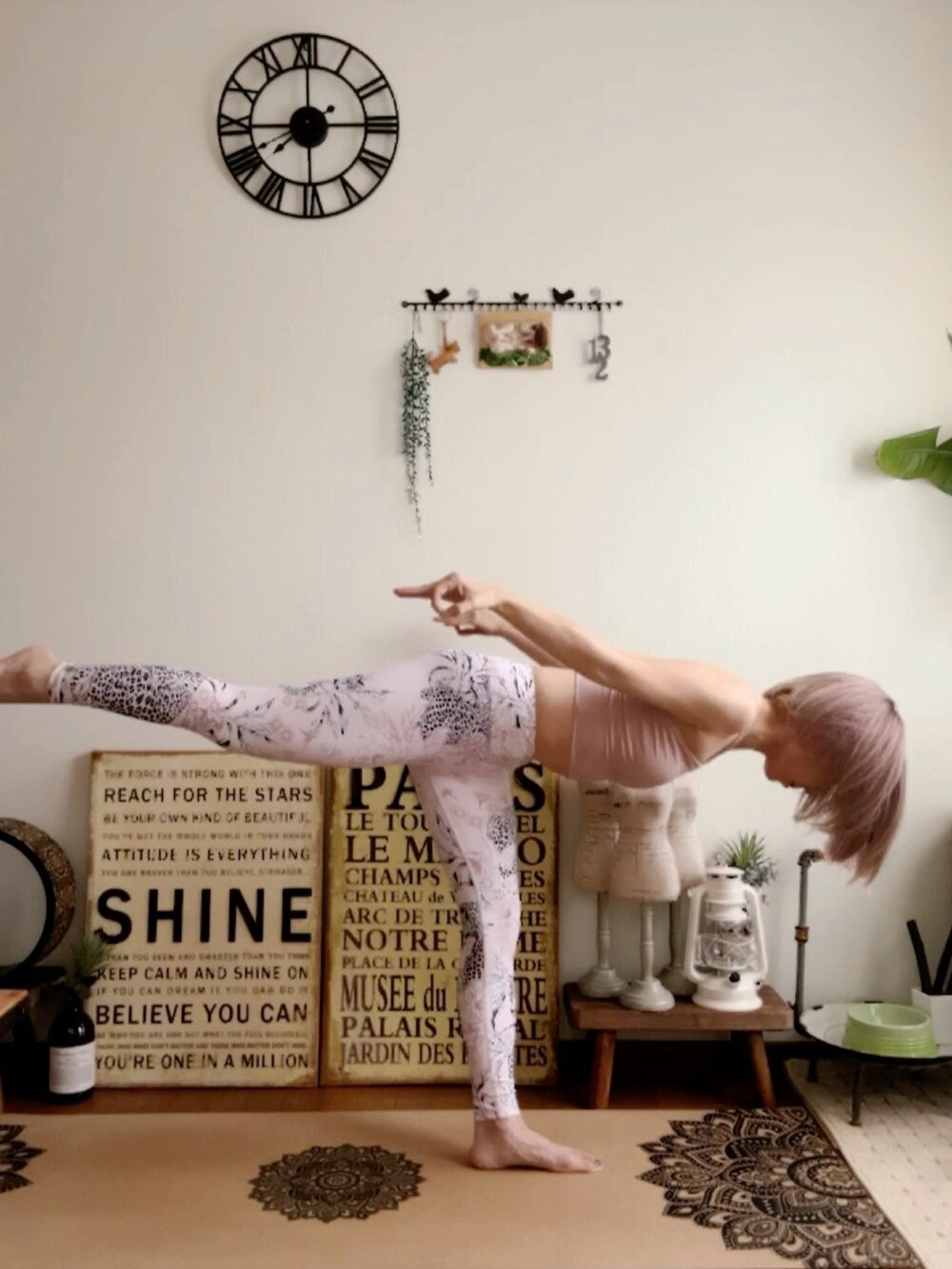 ピンク系のキャミソール、ピンク系のウィッグ、ピンク系のレギンス/スパッツを着用したレディースの秋コーディネートの2枚目の写真