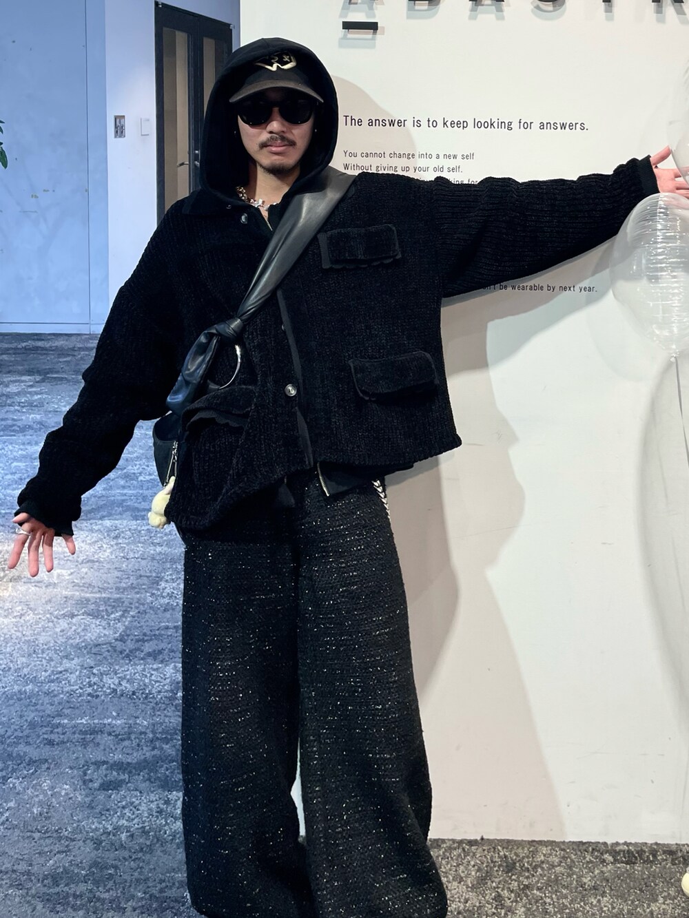 「TASTE by Knitの【TASTE by Knit】Layered knit blouson（ブルゾン、ブラック系）」を使った、qsssy さん（メンズ・160cm）の秋コーディネートの3枚目の写真