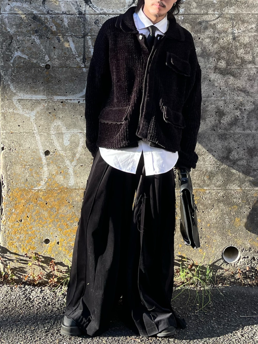 qsssy さんの「【TASTE by Knit】Layered knit blouson（TASTE by Knit）」を使ったコーディネートの2枚目の写真