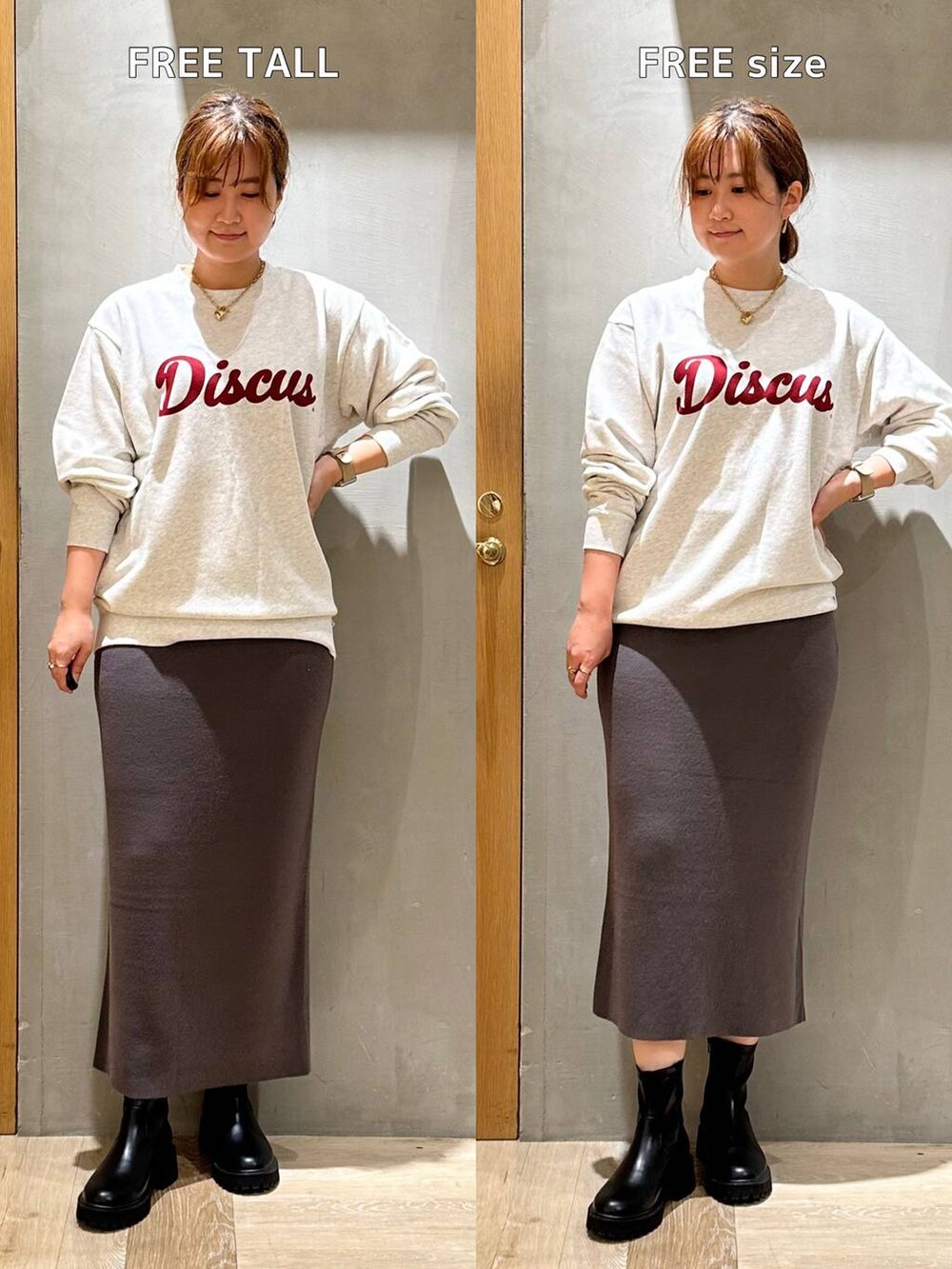 ブラック系のスカート、ホワイト系のブーツ、シルバー系のショルダーバッグを着用したレディースの秋コーディネートの5枚目の写真