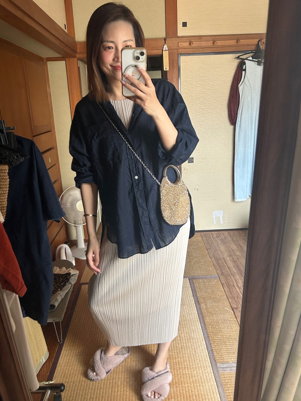 「Athena New Yorkの【一部別注】＜Athena New York＞RISAKO NUDE BODY ハット（ハット、ベージュ系）」を使った、yoyoさん（骨格ナチュラル・レディース・168cm）の夏コーディネートの2枚目の写真
