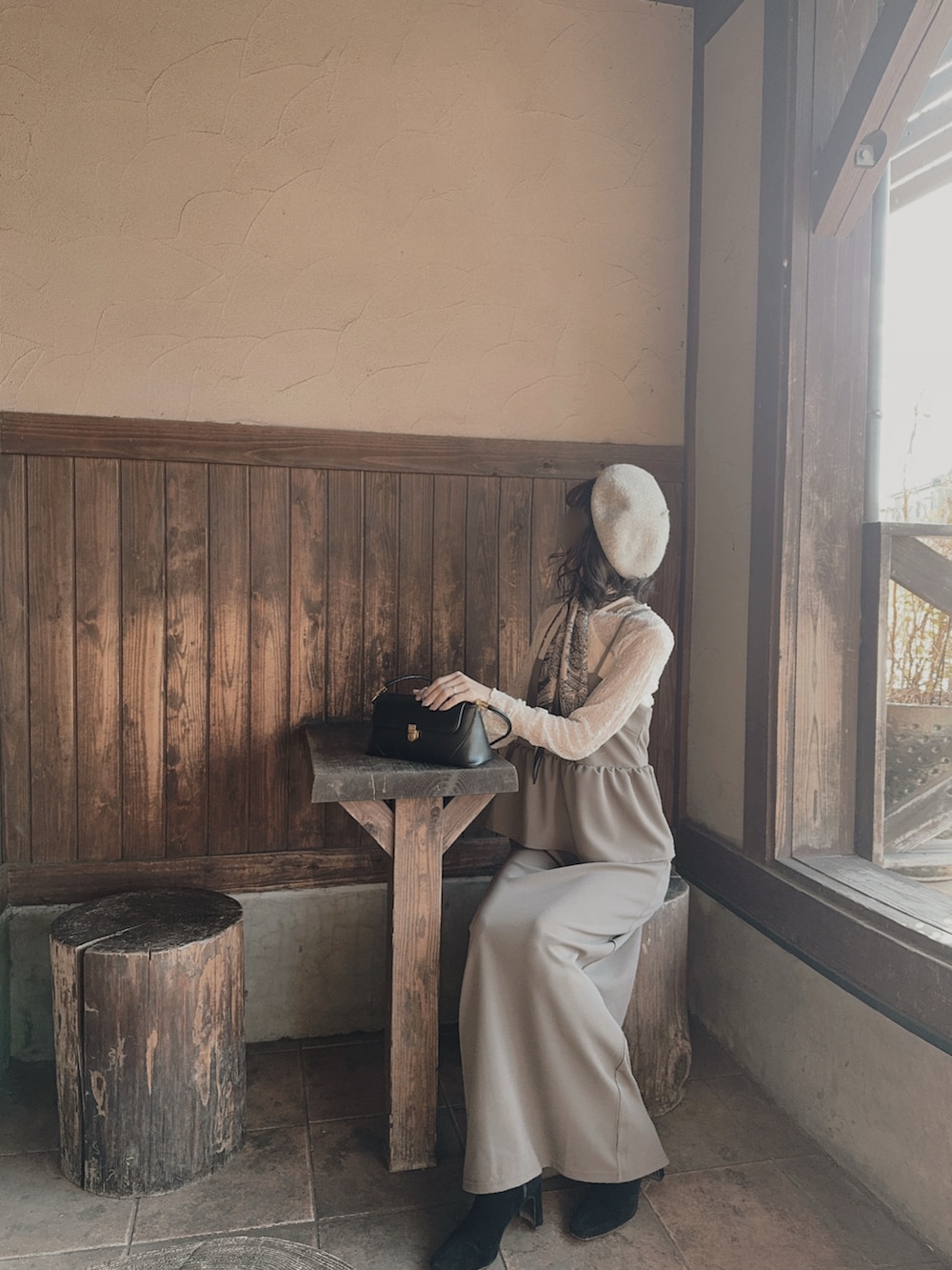 「しまむら、しまむらコーデ、しまスタ、しまコーデ、淡色コーデ、淡色、淡色女子、淡色女子と繋がりたい、ワンピース、bab、viviancollection、shein、SHEINコーデ、SHEIN」｜「Babのアイテム（ワンピース、ベージュ系）」を使った、miiさん（骨格ウェーブ・レディース・160cm）の春コーディネートの3枚目の写真