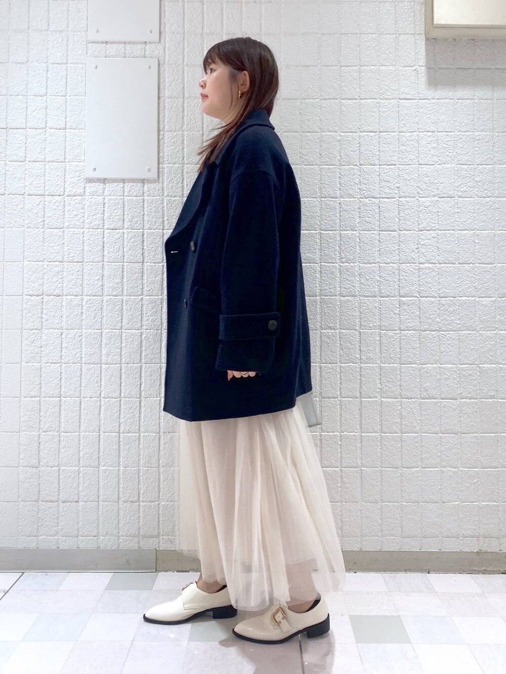 「高身長、Andemiu、女子ウケ、カジュアル、体型カバー、休日コーデ」|「Andemiuの【洗える】アルパカコンボートネックニット(ニット/セーター、グレー系)」を使った、andemiu_mayaさん(レディース・165cm)の秋コーディネートの2枚目の写真
