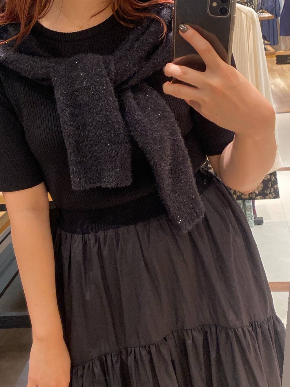 「Andemiu、女子ウケ、カジュアル、体型カバー、休日コーデ、高身長、ワンピース」｜「Andemiuのストレッチヒールブーツ140222（ブーツ、ブラック系）」を使った、andemiu_mayaさん（レディース・165cm）の秋コーディネートの3枚目の写真
