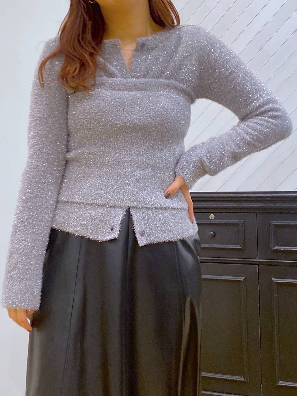 「Andemiu、女子ウケ、カジュアル、体型カバー、休日コーデ、高身長」|「Andemiuのポーチセット2Pバック140609(ハンドバッグ、ブラック系)」を使った、andemiu_mayaさん(レディース・165cm)の秋コーディネートの2枚目の写真