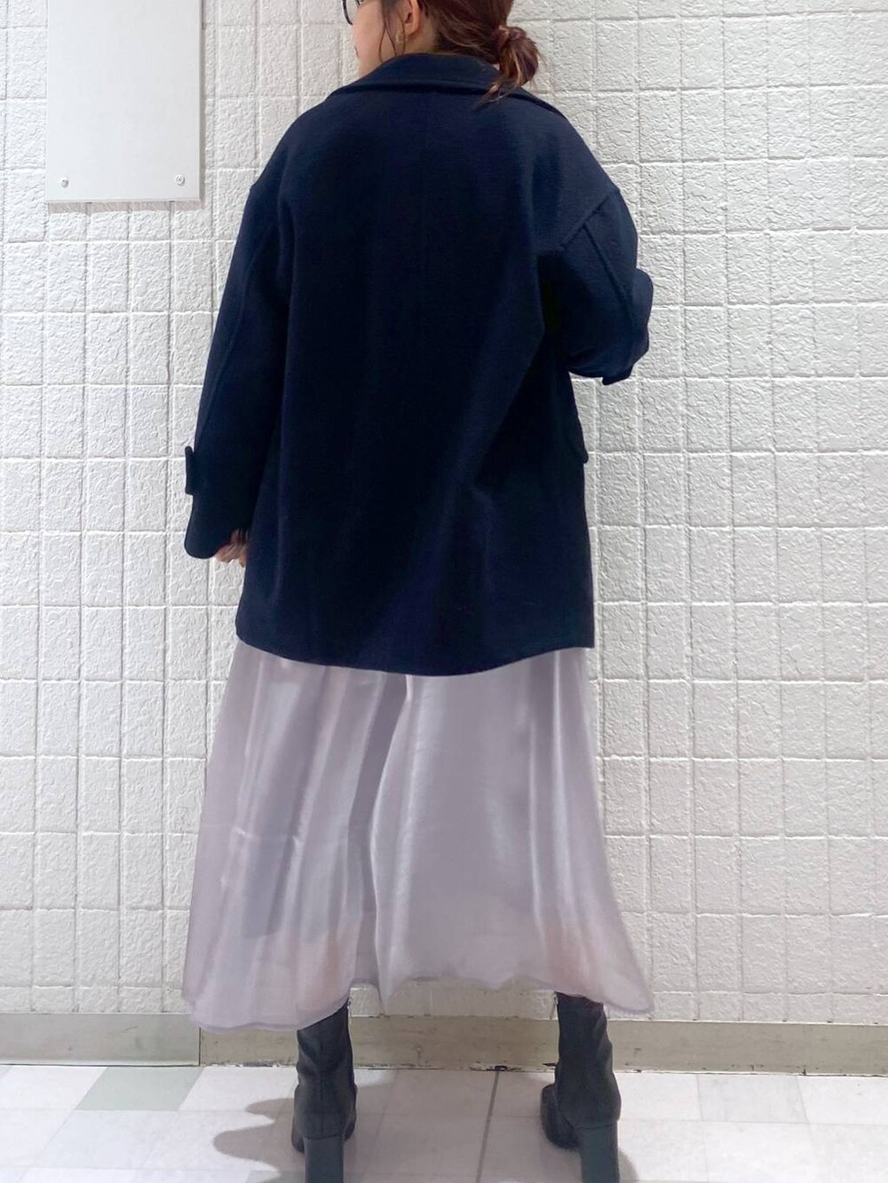 「女子ウケ、カジュアル、体型カバー、休日コーデ、高身長、Andemiu」｜「Andemiuの【洗える】アルパカコンボートネックニット（ニット/セーター、グレー系）」を使った、andemiu_mayaさん（レディース・165cm）の冬コーディネートの3枚目の写真