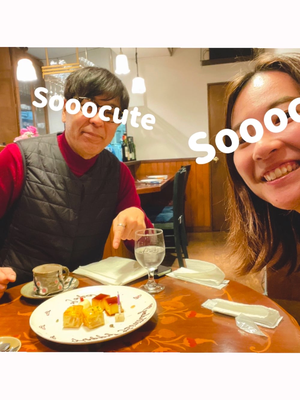 「キレイめカジュアル、オトナカワイイ、おしゃれさんと繋がりたい、低身長女子、親子コーデ、父娘、息子くん、親知らず抜いた、お大事に」｜「NANO universeのセットアップ（セットアップ、ブルー系）」を使った、Rinさん（レディース・152cm）の冬コーディネートの2枚目の写真