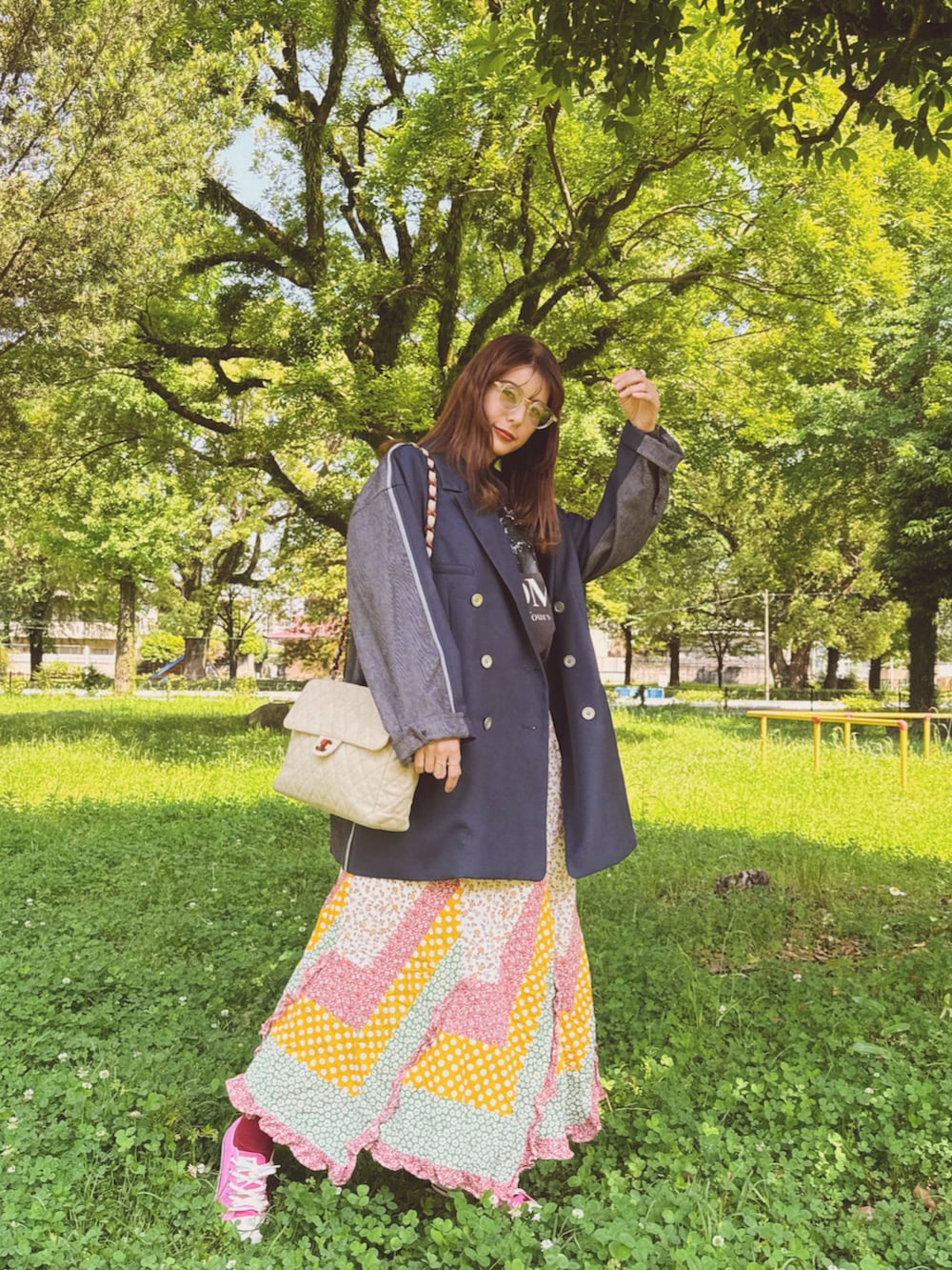 Freada/フリーダ パッチワークフラワープリントスカートを使った人気