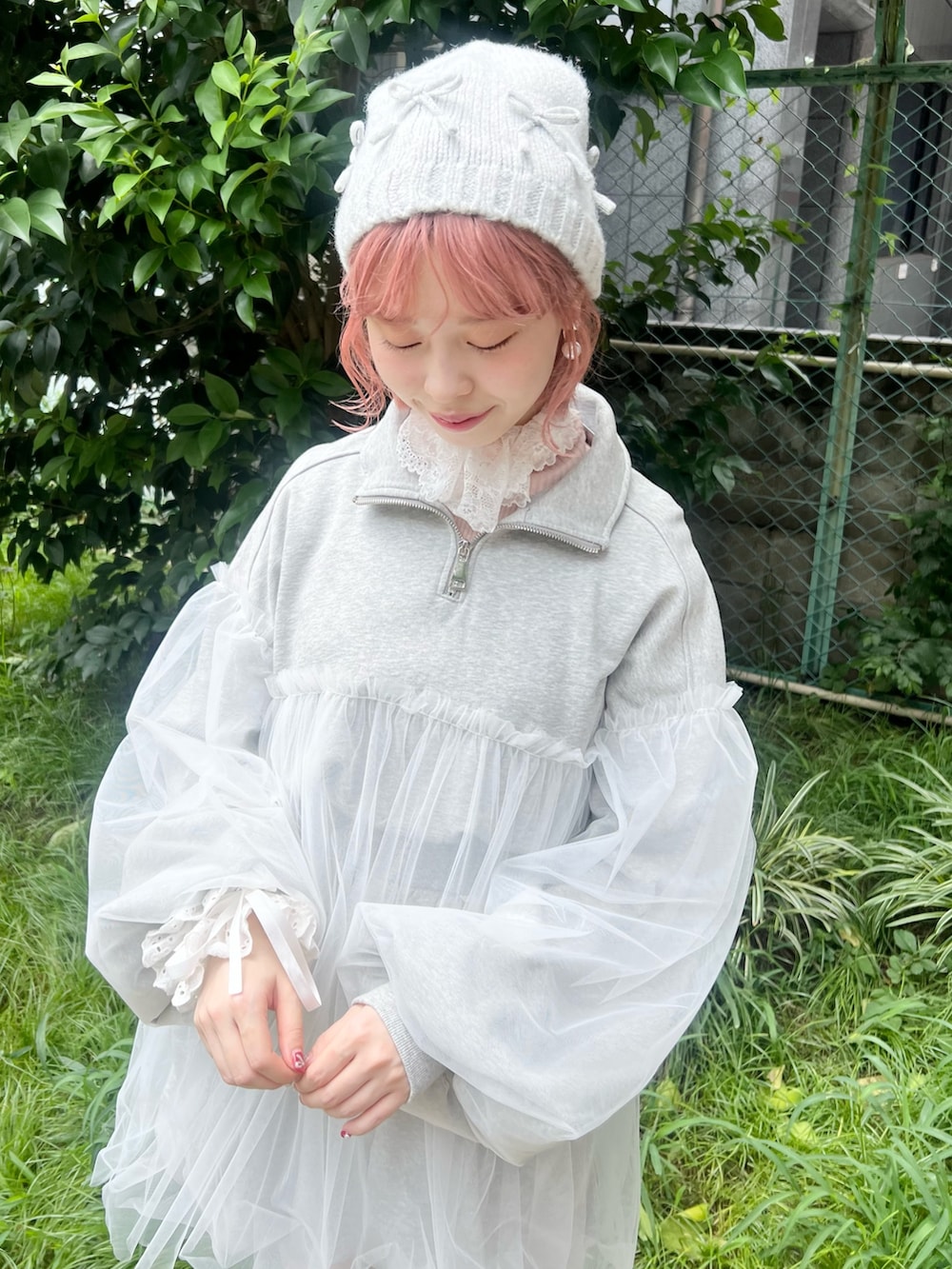 merry jenny チュールハーフZIPスウェット メリージェニー merry jenny チュールハーフZIPスウェット