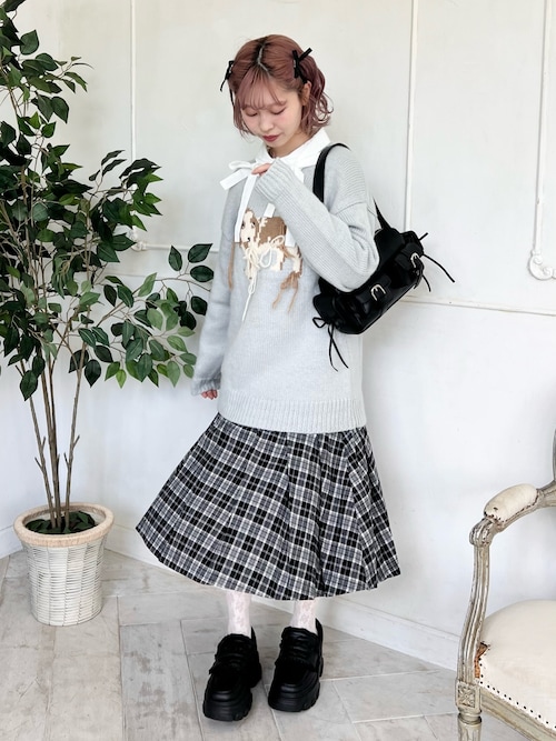 Chloe ribbon knit 温か tops skirt andmary 