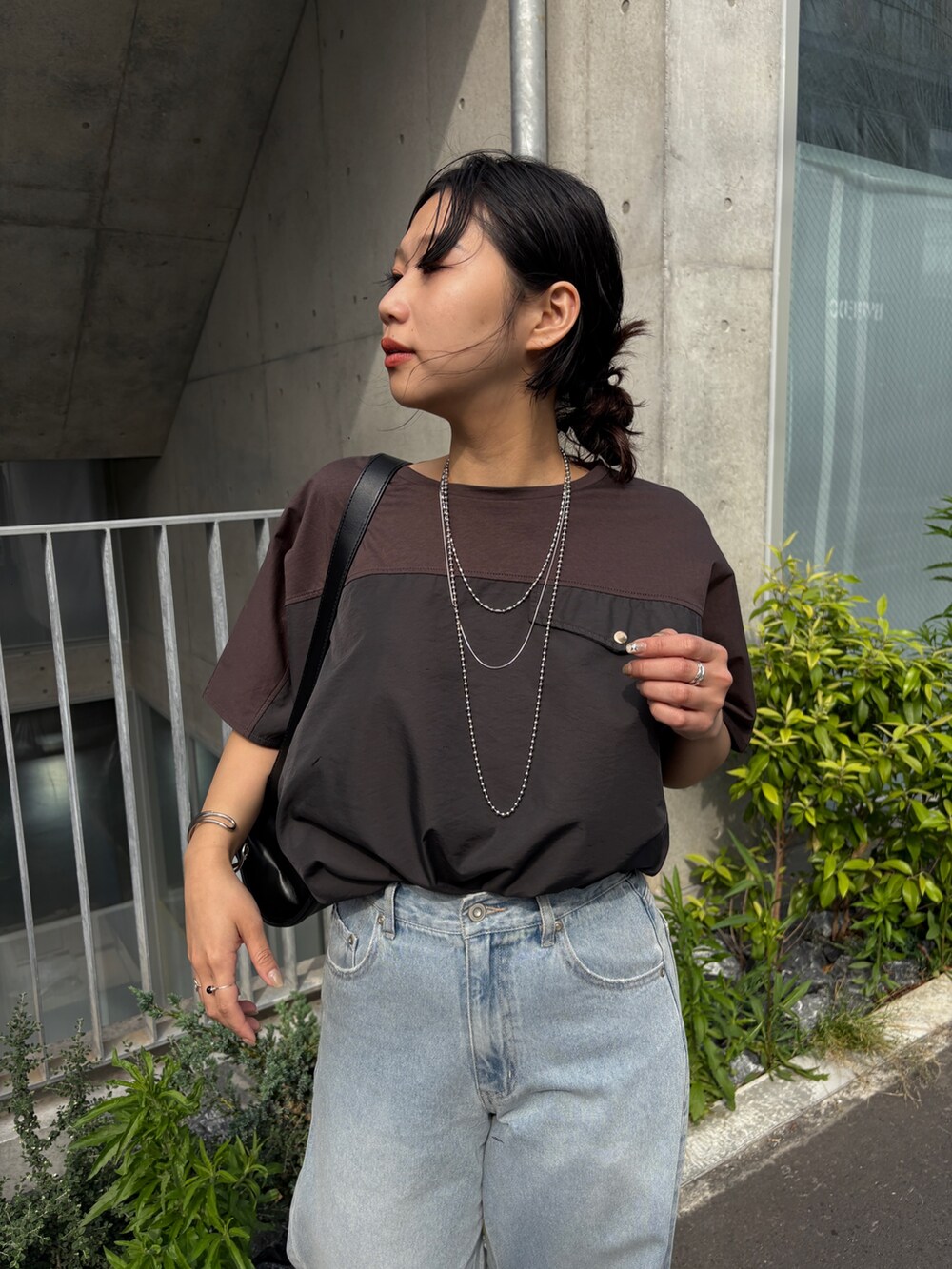 「Jena espace merveilleuxのフハク切替シルケットカットソー（Tシャツ/カットソー、グレー系）」を使った、amuamuse7さん（レディース・160cm）の春コーディネートの2枚目の写真