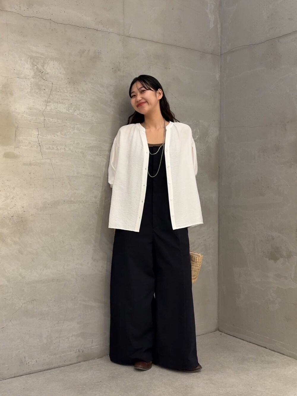 「Jena espace merveilleuxの【すっきりブラウス】リネンライクスキッパーブラウス（シャツ/ブラウス、イエロー系）」を使った、amuamuse7さん（レディース・160cm）の春コーディネートの2枚目の写真