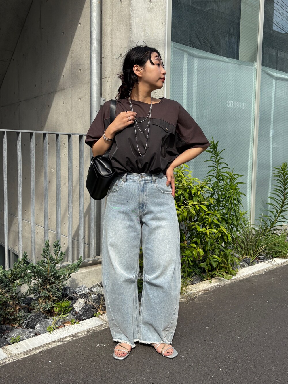 「Jena espace merveilleuxのフハク切替シルケットカットソー（Tシャツ/カットソー、グレー系）」を使った、amuamuse7さん（レディース・160cm）の春コーディネートの3枚目の写真