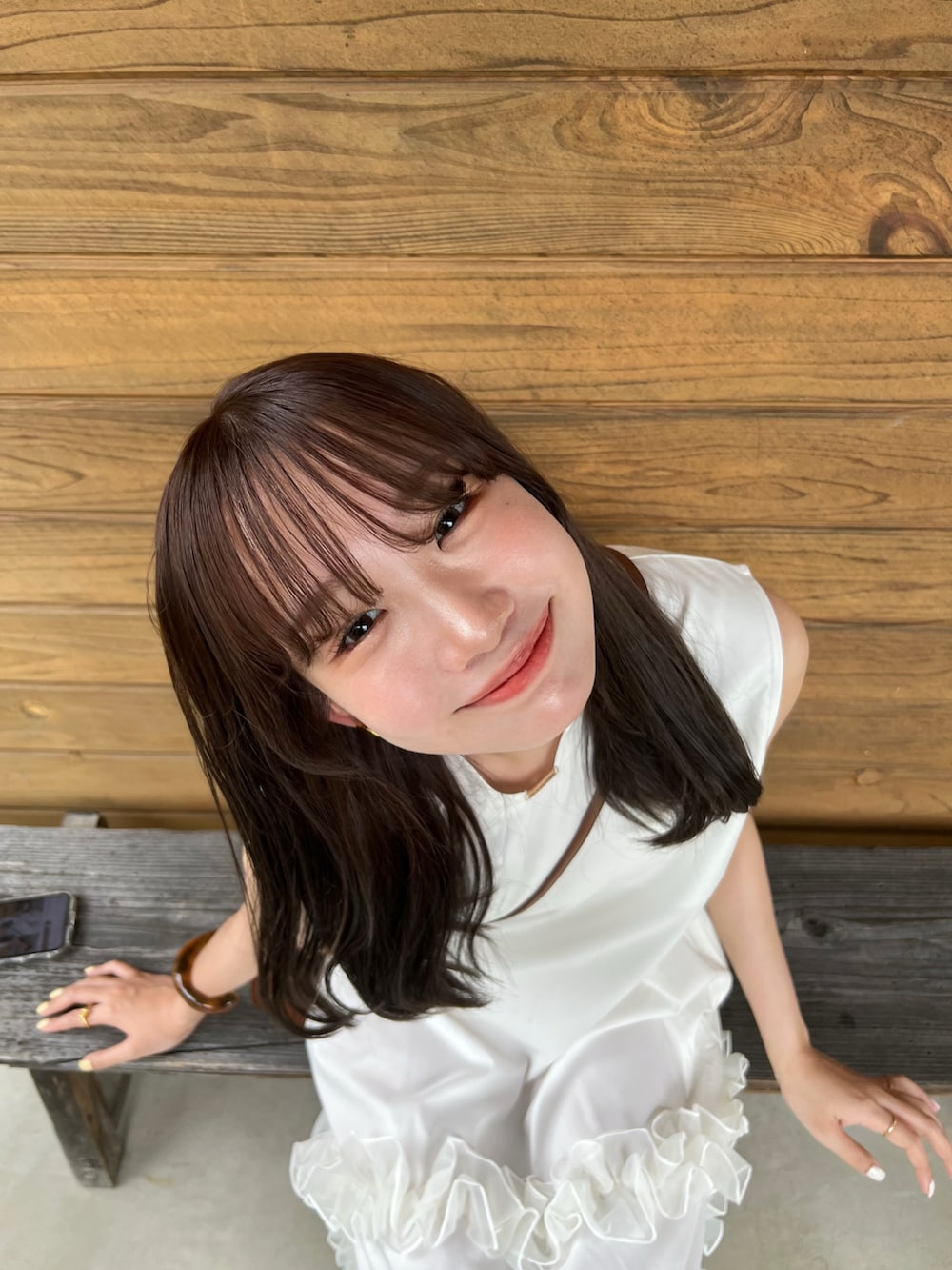 「スニーカー、夏コーデ、韓国ファッション、シャツスタイル、シャツワンピ、ショルダーバッグ、プチプラ、ノースリーブ、お出かけコーデ、フェススタイル、アウトドアスタイル、淡色女子、淡色コーデ、フリル、チュール」｜「DIAVELの【３色展開】スエードベルトスニーカー（スニーカー、ブラウン系）」を使った、misuzuさん（骨格ウェーブ・レディース・161cm）の夏コーディネートの4枚目の写真