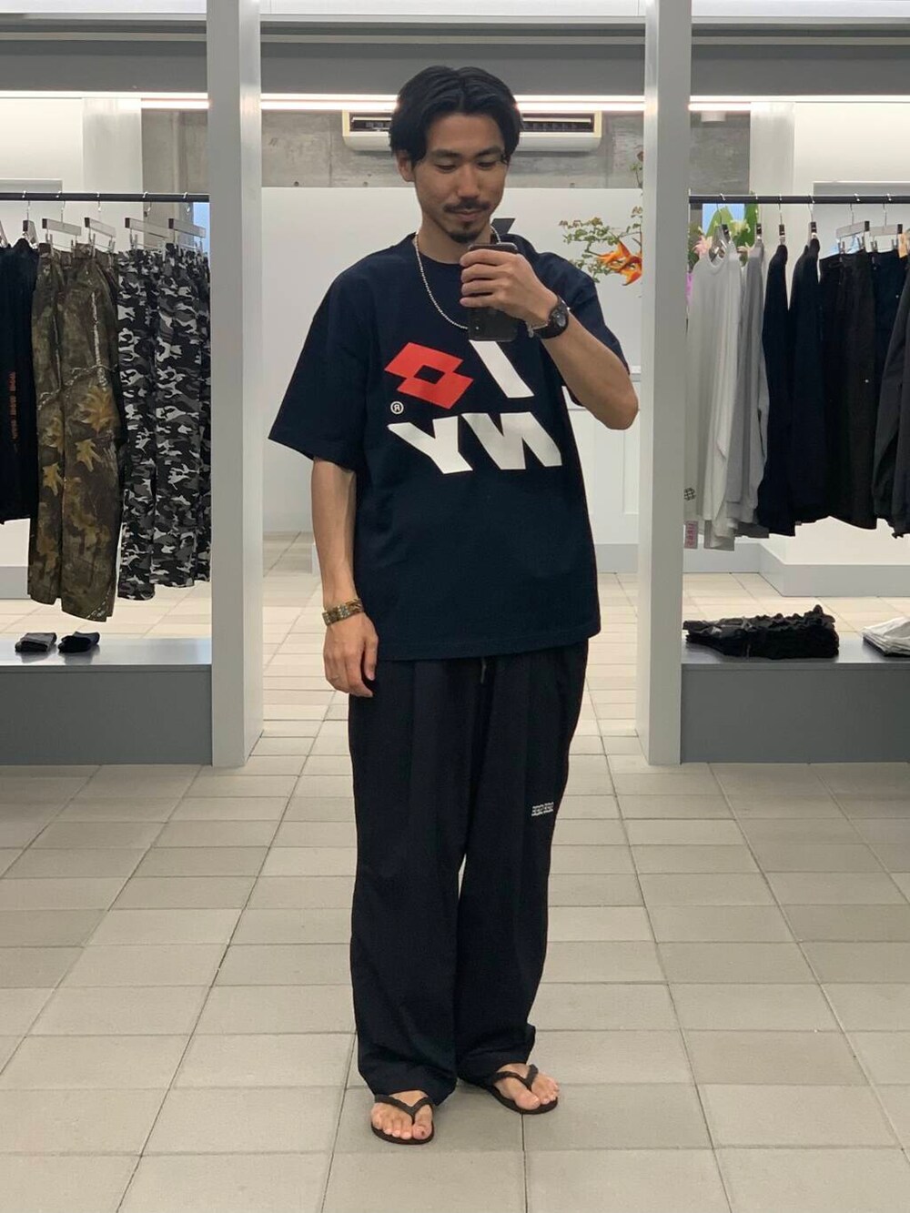 「大人カジュアル、夏コーデ、リラックス、tシャツコーデ、大人リラックス、lotto」｜「LOTTOのLOTTO　I LOSANGA NY T-SHIRTS（Tシャツ/カットソー、ブルー系）」を使った、KUROKAWA DAIKIさん（メンズ・168cm）の夏コーディネートの2枚目の写真