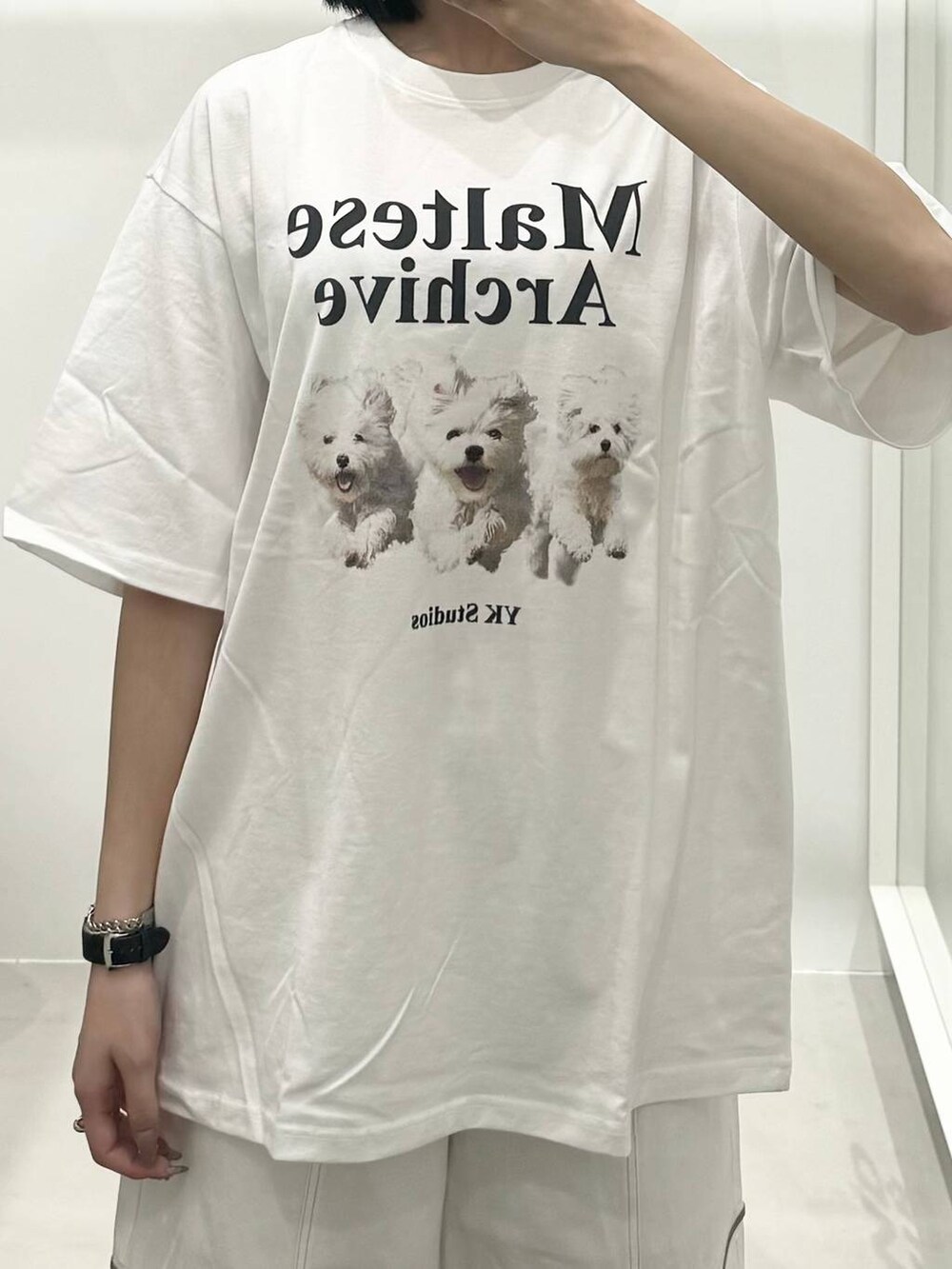 ホワイト系のTシャツ/カットソー、ホワイト系のその他パンツを着用したレディースの春コーディネートの3枚目の写真