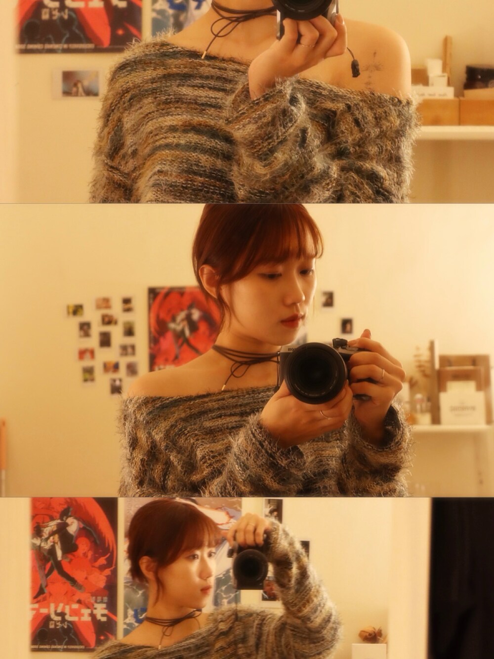 ブラック系のスラックス、グリーン系のニット/セーターを着用したレディースの秋コーディネートの3枚目の写真