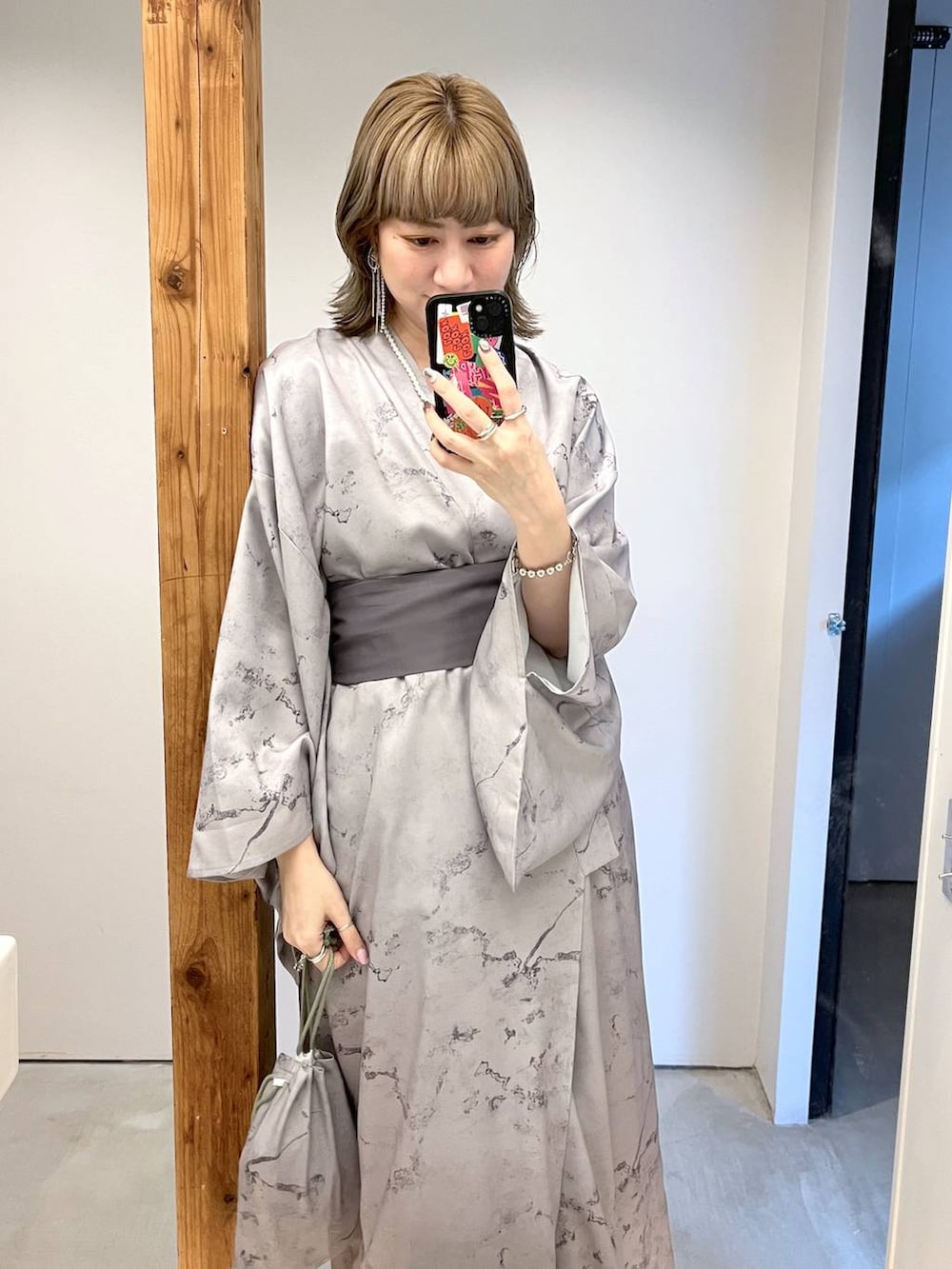 「若見え、モード、カジュアル、女子会、高身長、着痩せ、きれいめ、HARE、着痩せ・細見え、Over40スタッフ、浴衣、夏コーデ、ユニセックス」｜「HAREのWリングチェーンブレスレット(HARE)（ブレスレット、シルバー系）」を使った、inhhhan®さん（レディース・165cm）の春コーディネートの6枚目の写真
