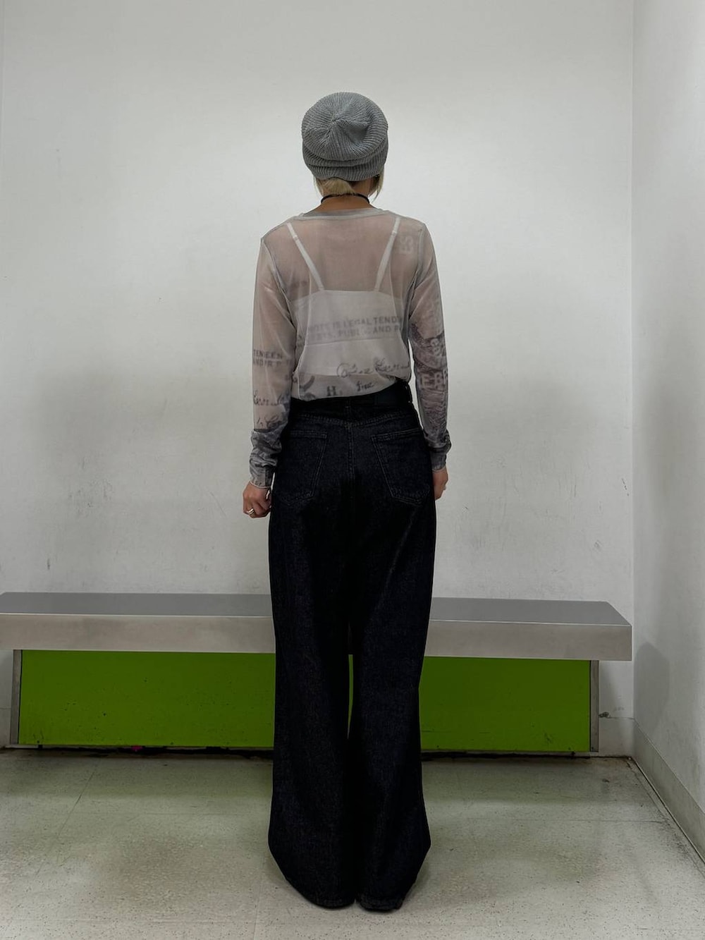 「低身長、JEANASIS」｜「JEANASISのコラージュシアーパネルラインLS/151429（Tシャツ/カットソー、グレー系）」を使った、ミサ(JEANASiS)さん（レディース・155cm）の夏コーディネートの3枚目の写真