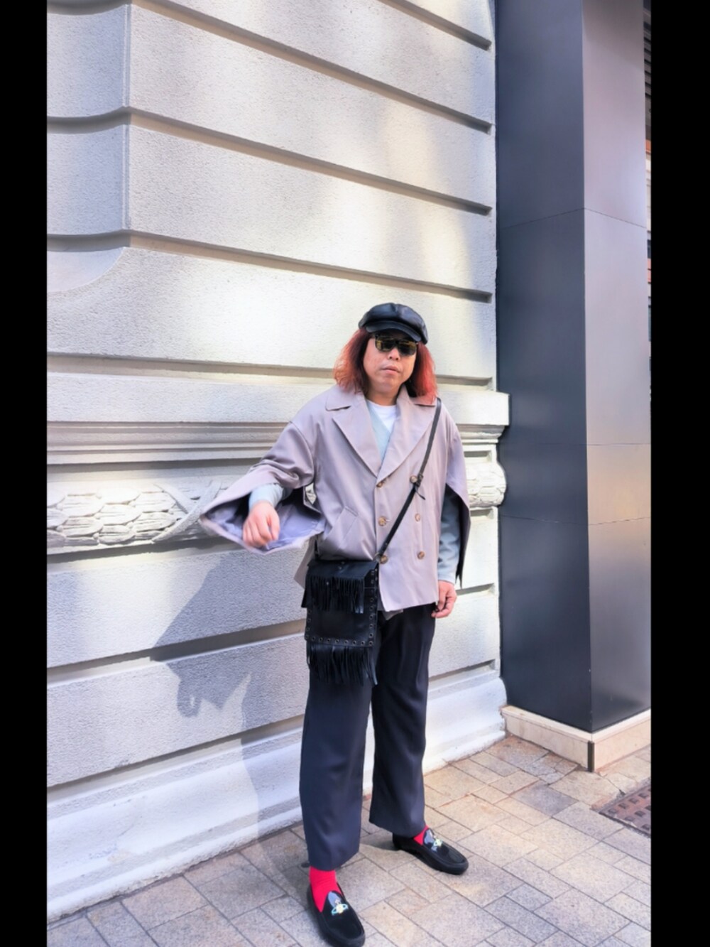 「Vivienne Westwoodのアイテム（レインシューズ、ブラック系）」を使った、Panda Ngさん（メンズ・180cm）の冬コーディネートの2枚目の写真