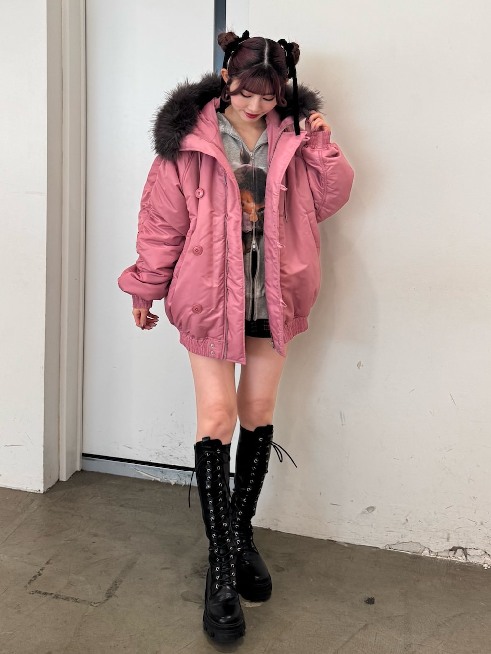 monchhichi×jouetie】ファードッキングZIPフーディ ジップパーカーを