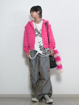 UNISEX》Memory Taffeta Chambray Waist Shirring Big UFO pants