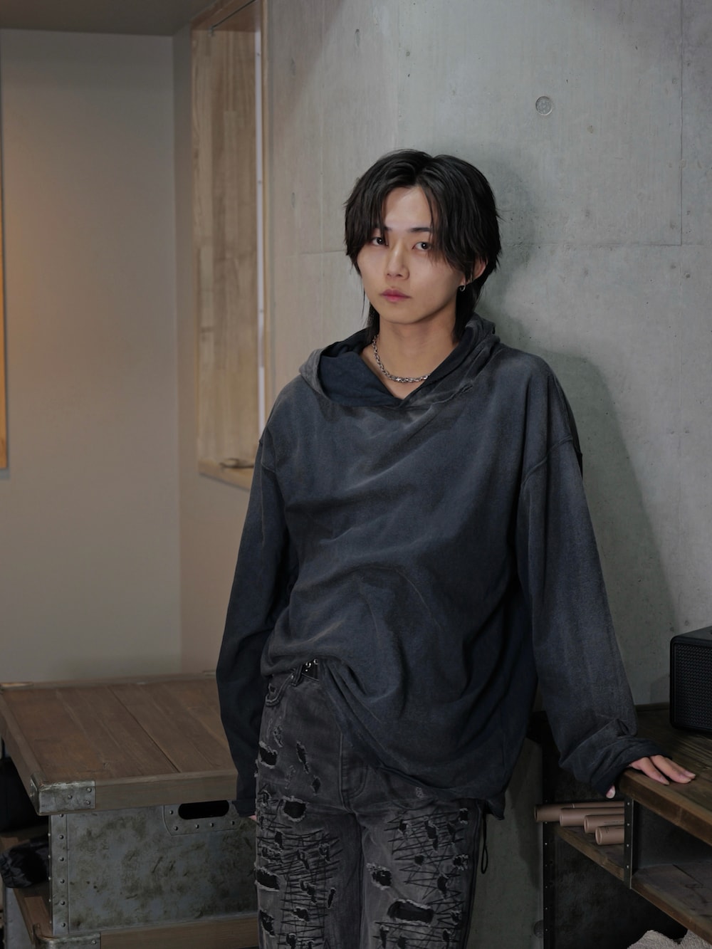 ウォッシュ加工 ブラック ストレートデニム　grancy Takato mサイズ ウォッシュ加工 ブラック ストレートデニム grancy Takato mサイズ