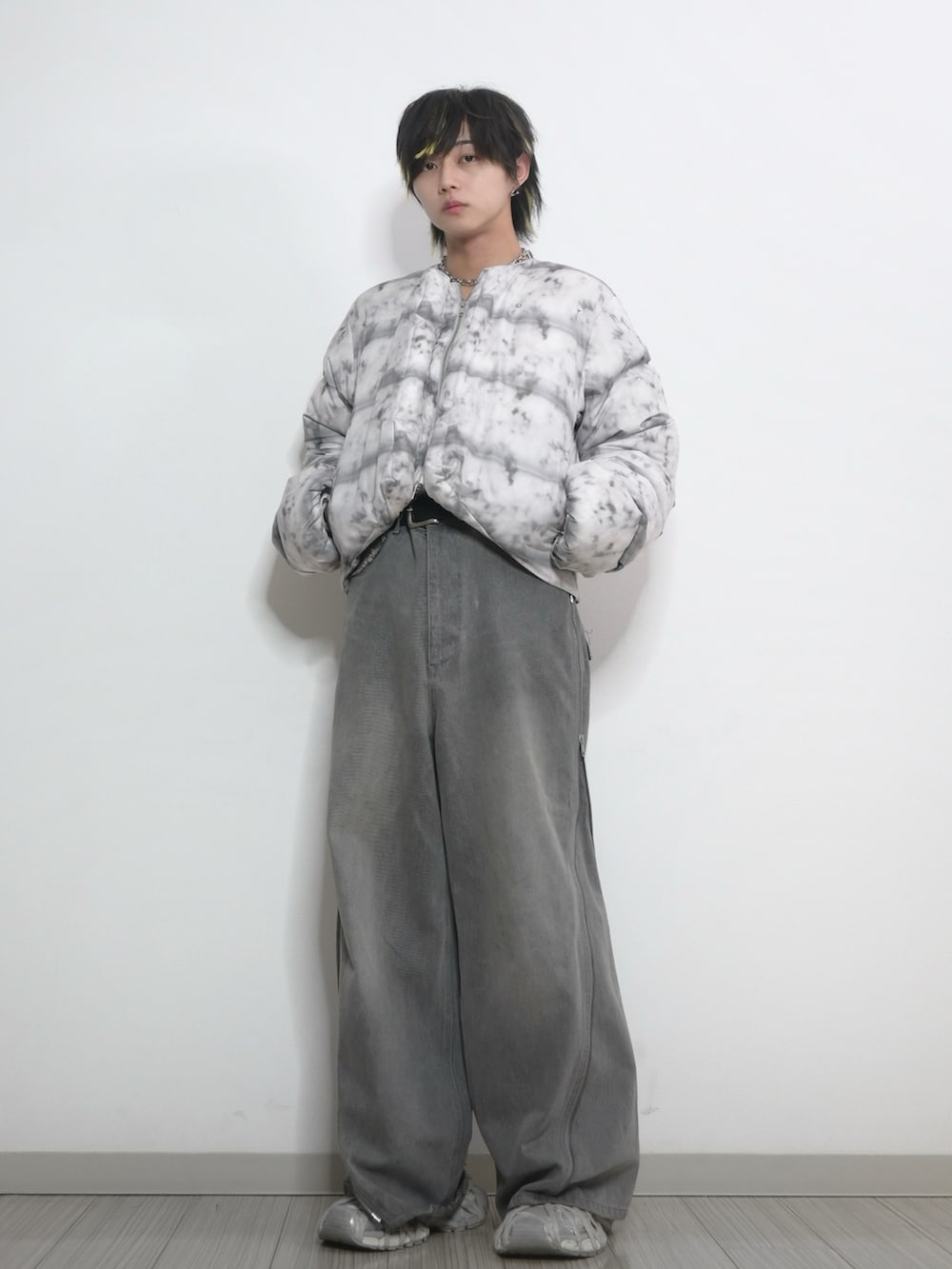 GRANCY デニムパンツ　グレー　Mサイズ GRANCY ジーンズ 「GRANCY」ZipDesign Buggy DenimPants