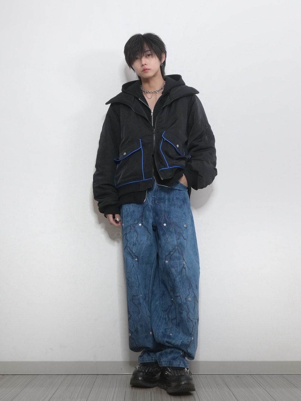 GRANCY】ButtonDesign Graphic WideDenimPants / ボタンデザイン