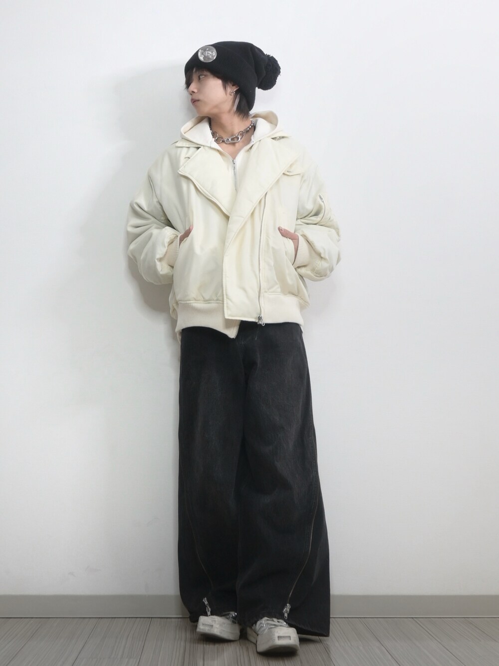 vintage bed jw ford 耳付き ニット帽 BED j.w. FORD Oversized Knitting Cap (Black) | bed j.w. ford