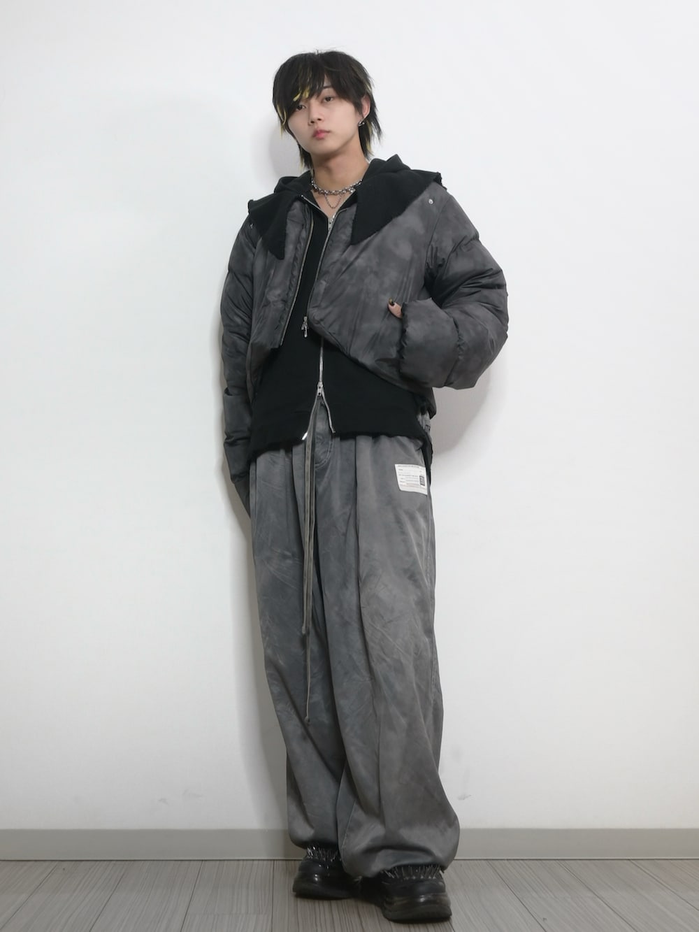 GRANCY ヘビーウェイト レイヤーデザイン フルジップフーディ ブラック