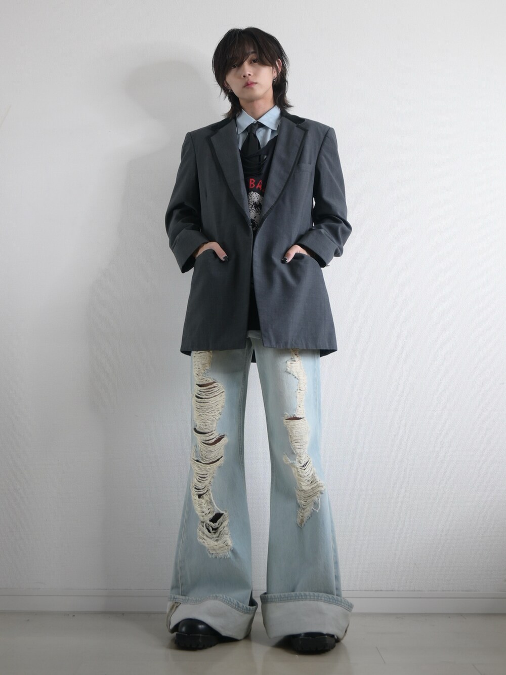 【TAKATO着用】　古着　グレーテーラード　Lord West 異素材 TAKATO着用】 古着 グレーテーラード Lord West 異素材 TAKATOの